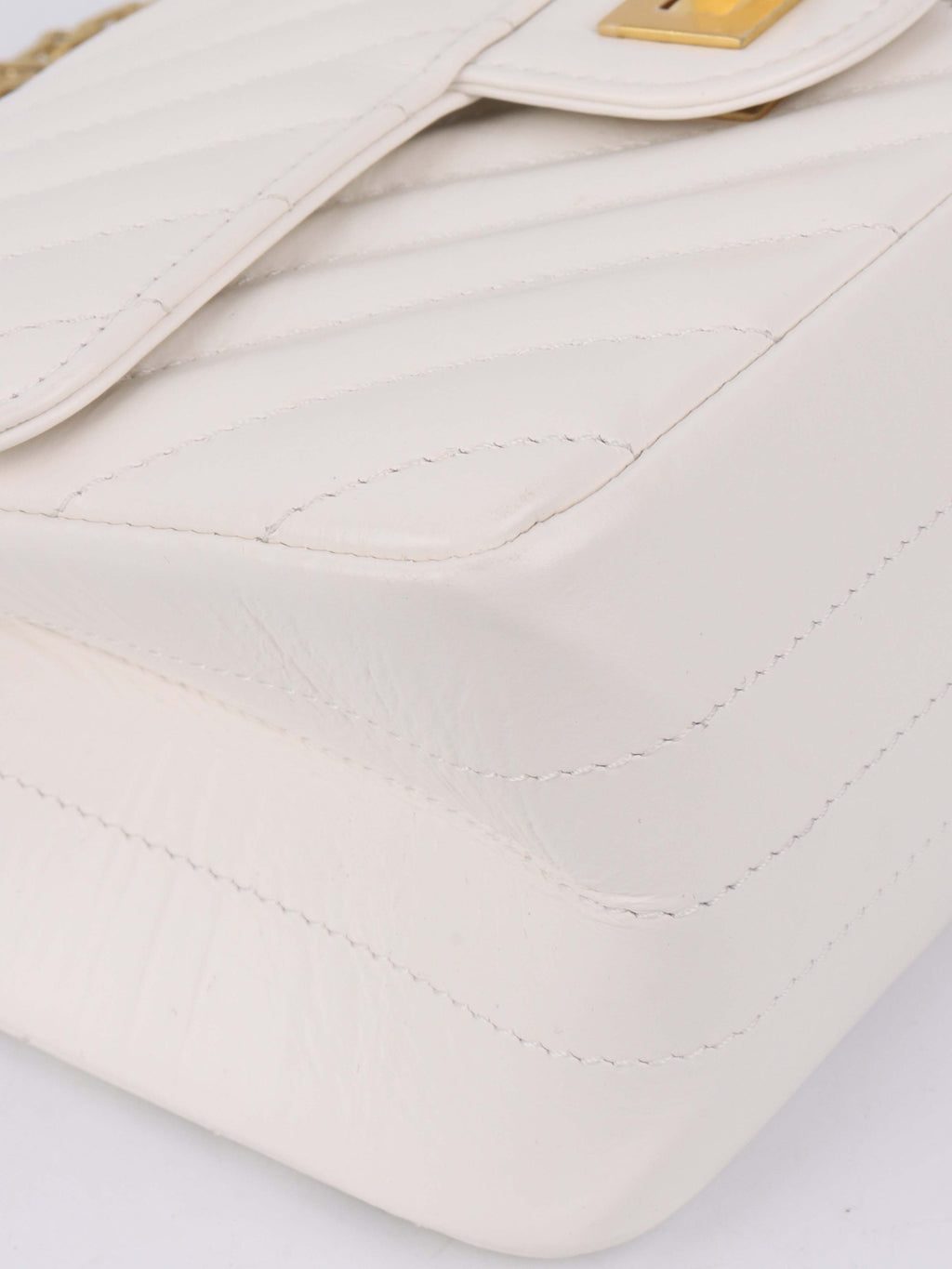 Chanel Small White Chevron 2.55 Bag.