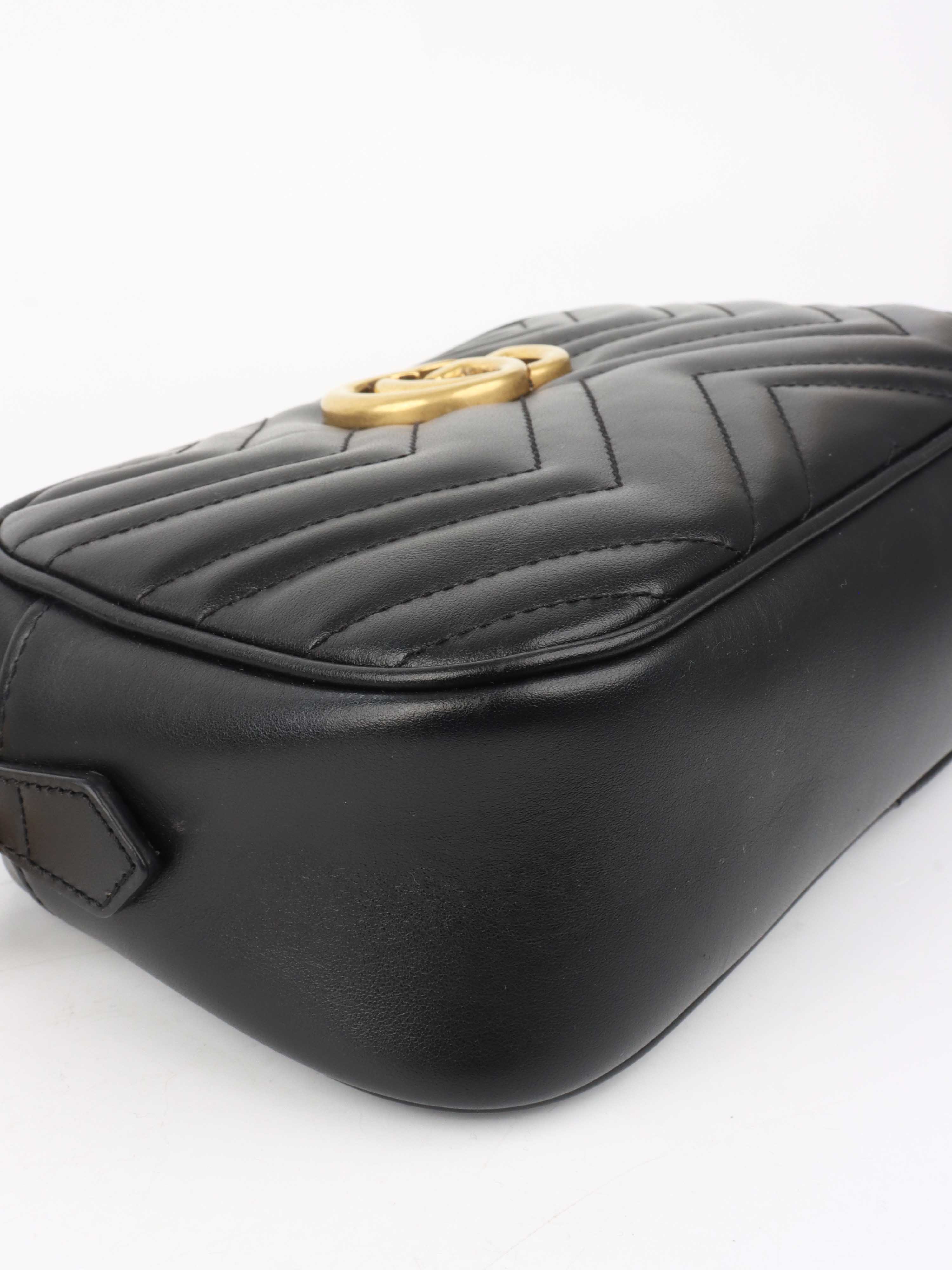 Gucci Small Black Marmont Camera Bag.