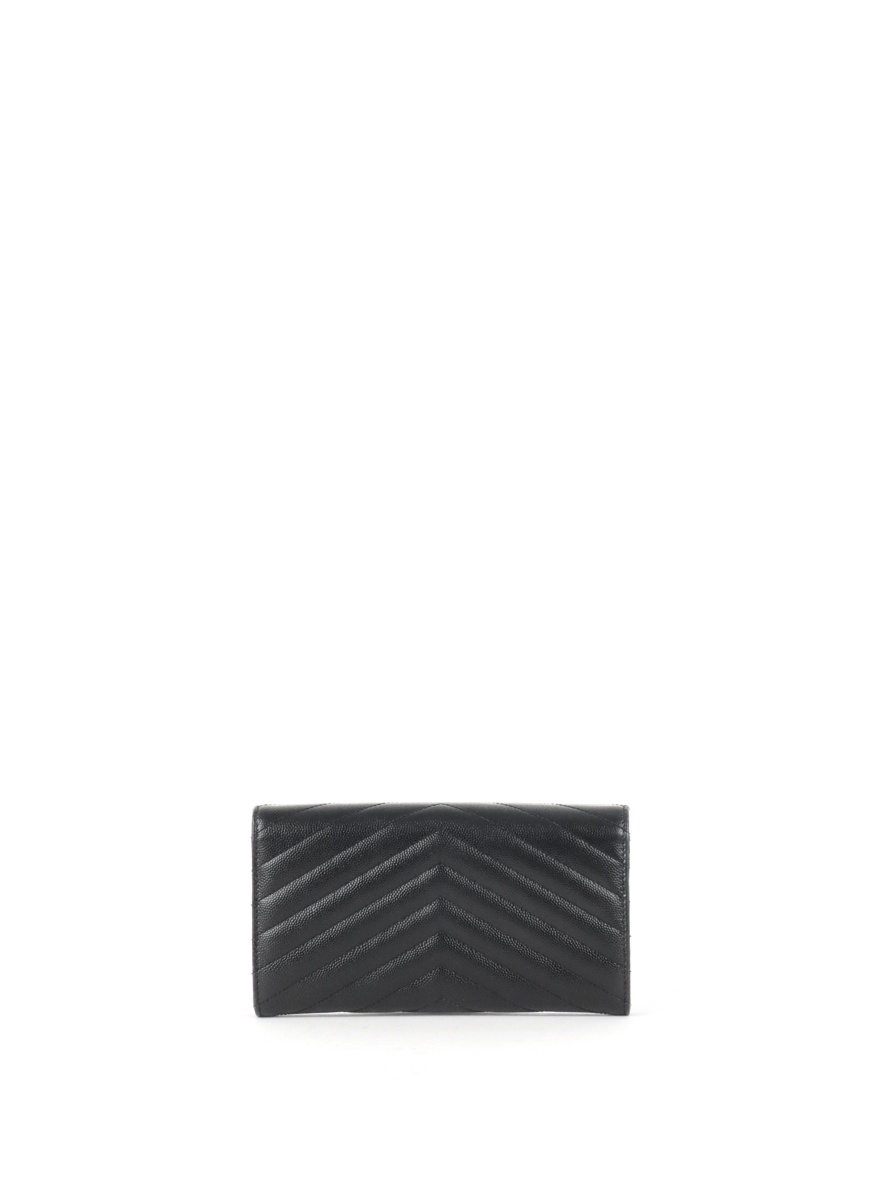 Saint Laurent Black Cassandre Matelasse Large Flap Wallet