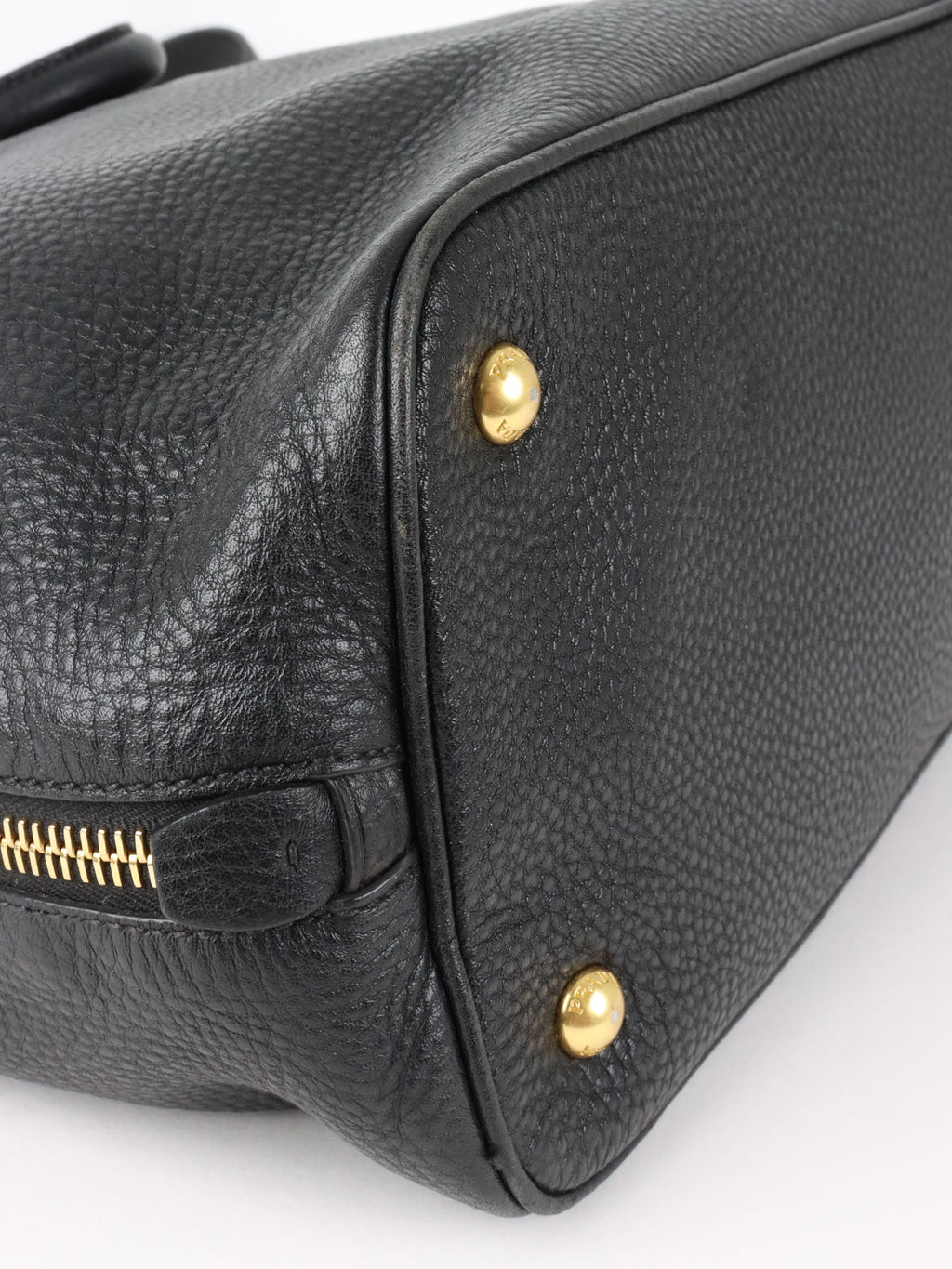 Prada Black Vitello Daino Leather Tote Bag.