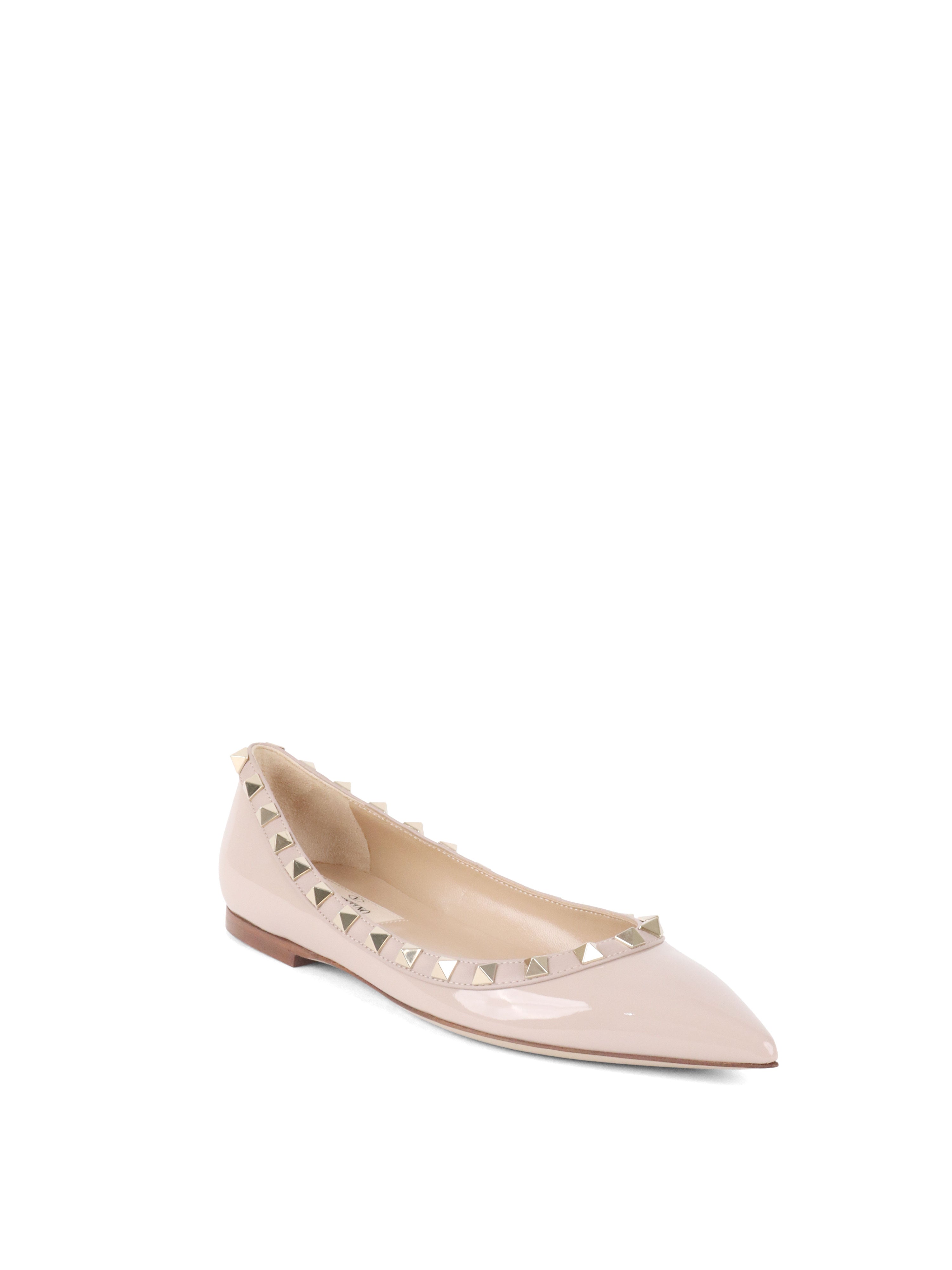 Valentino Poudre Patent Rockstud Leather Ballet Flats