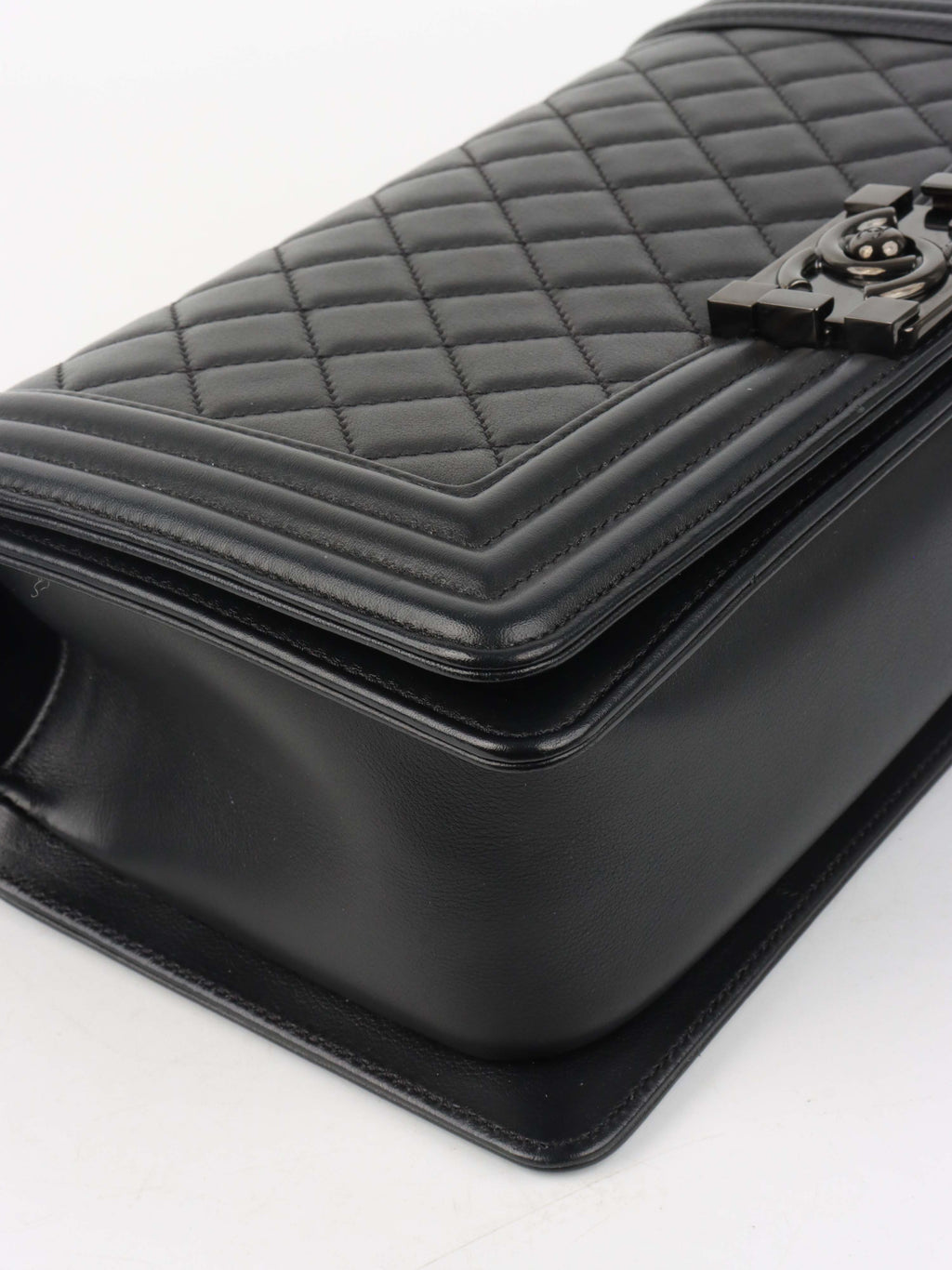 Chanel So Black Medium Lambskin Boy Bag.