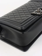 Chanel So Black Medium Lambskin Boy Bag.