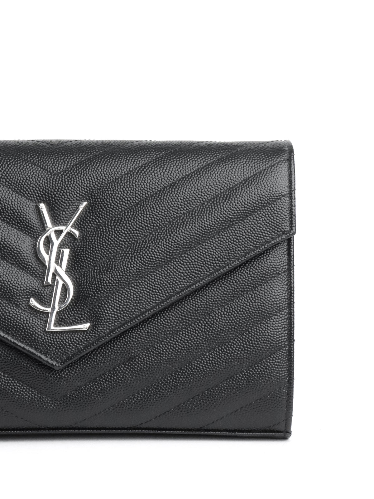 Saint Laurent Black Cassandre Envelope Chain Wallet