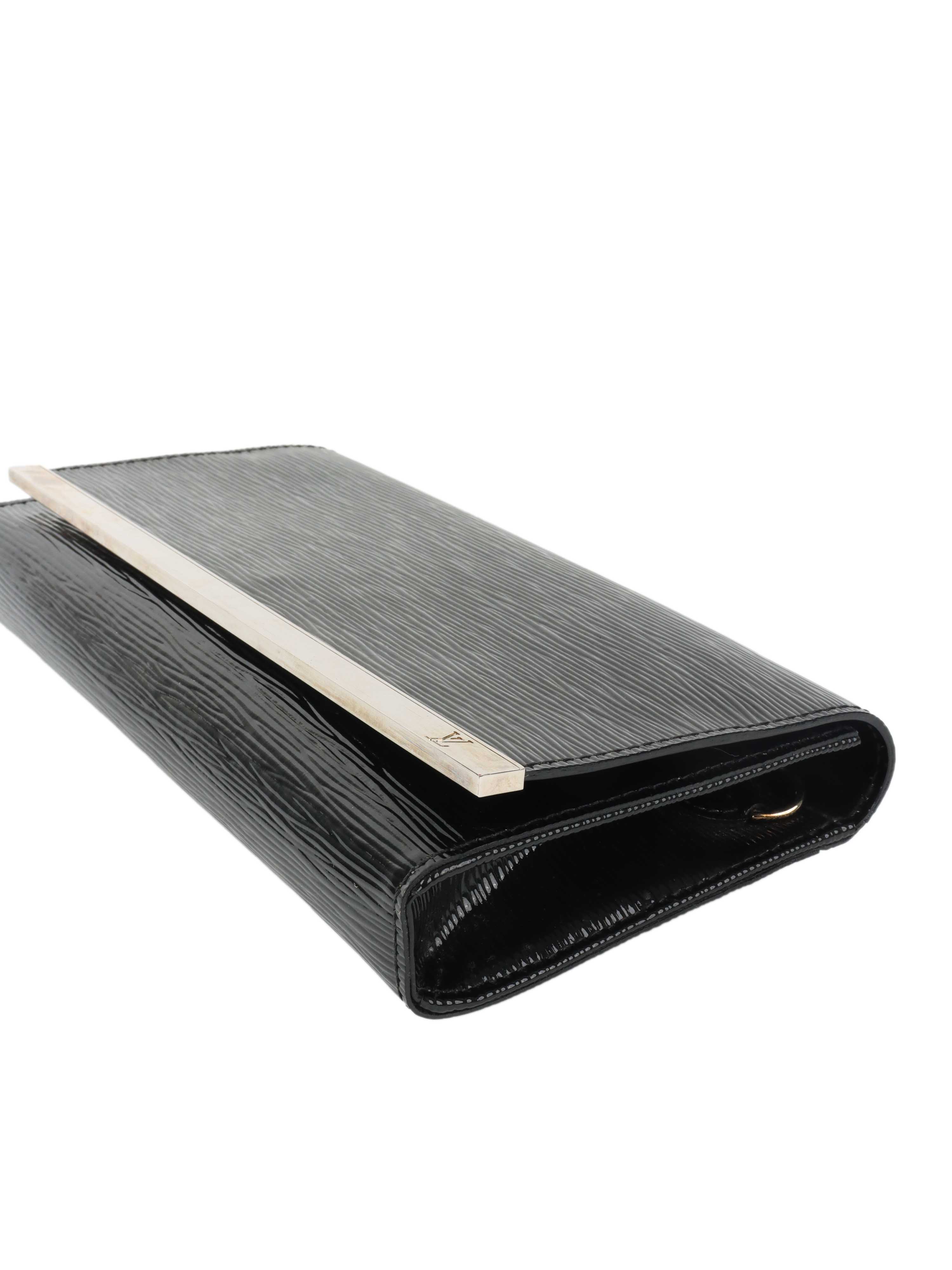 Louis Vuitton Black Patent Epi Clutch with Shoulder Strap.