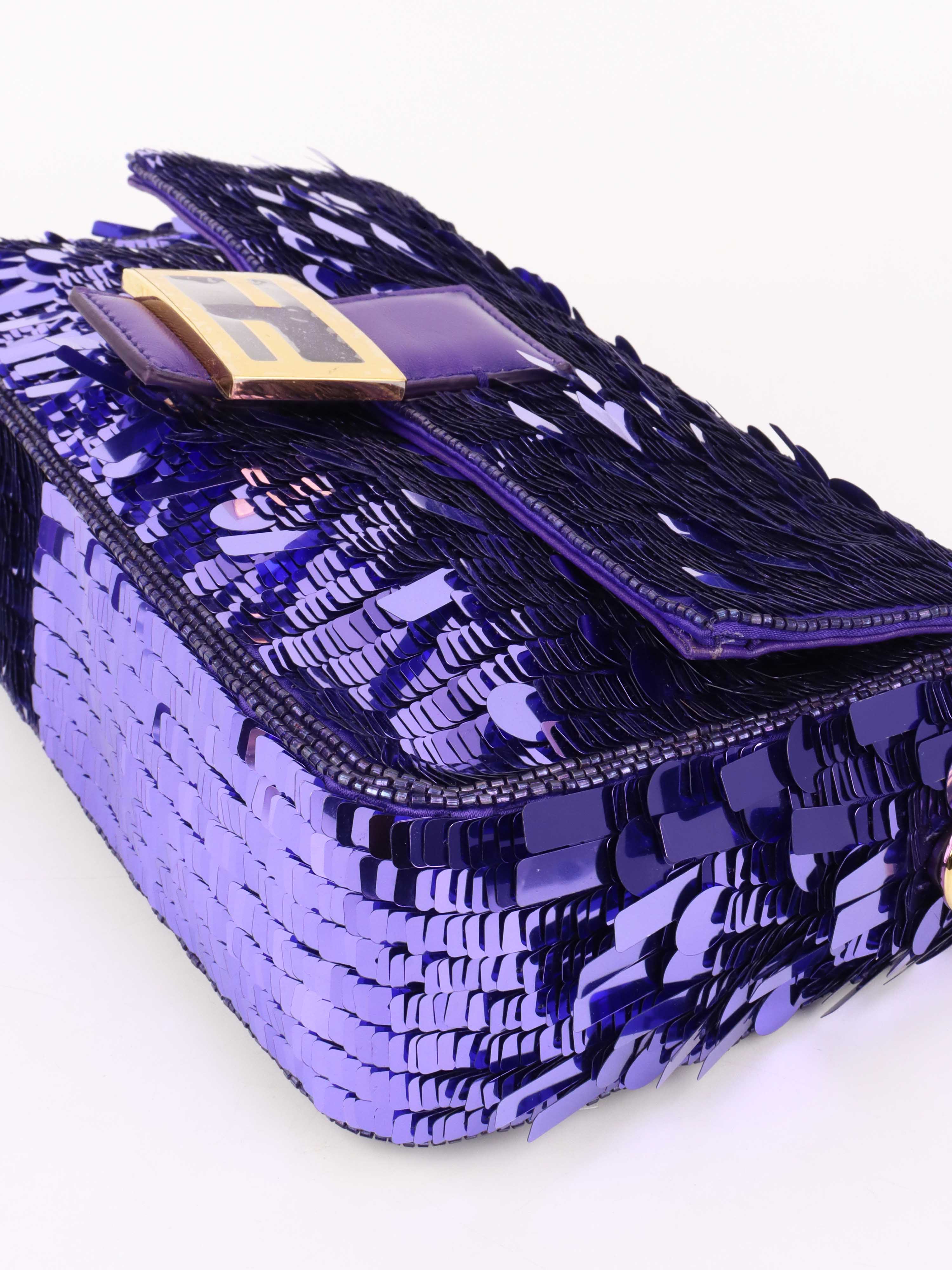 Fendi Purple Sequinned Baguette Bag.