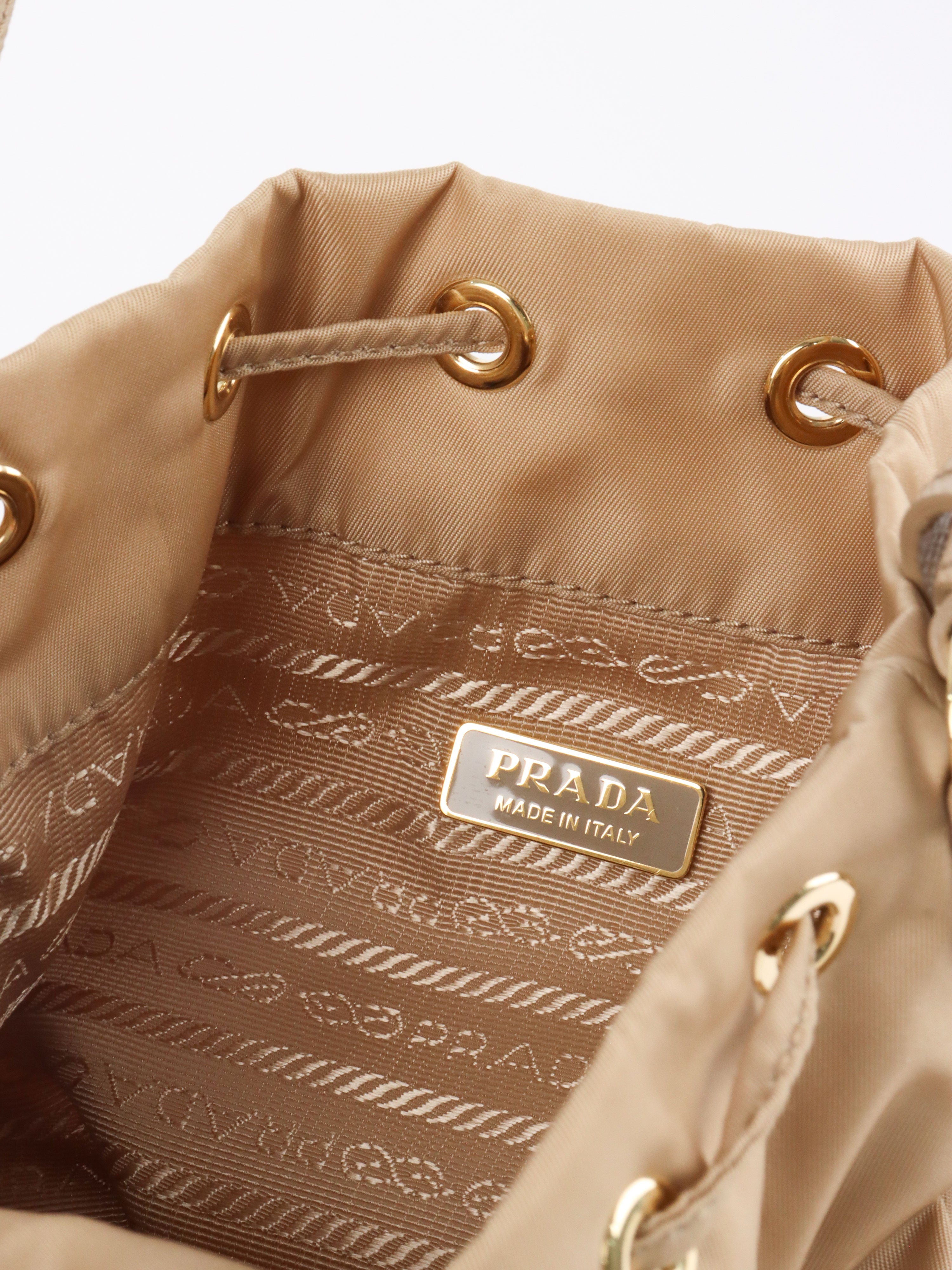 Prada Beige Nylon Re-Edition 1978 Bucket Bag.