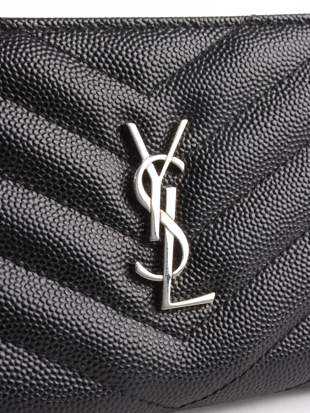 Saint Laurent Zipped Black Leather Wallet SHW