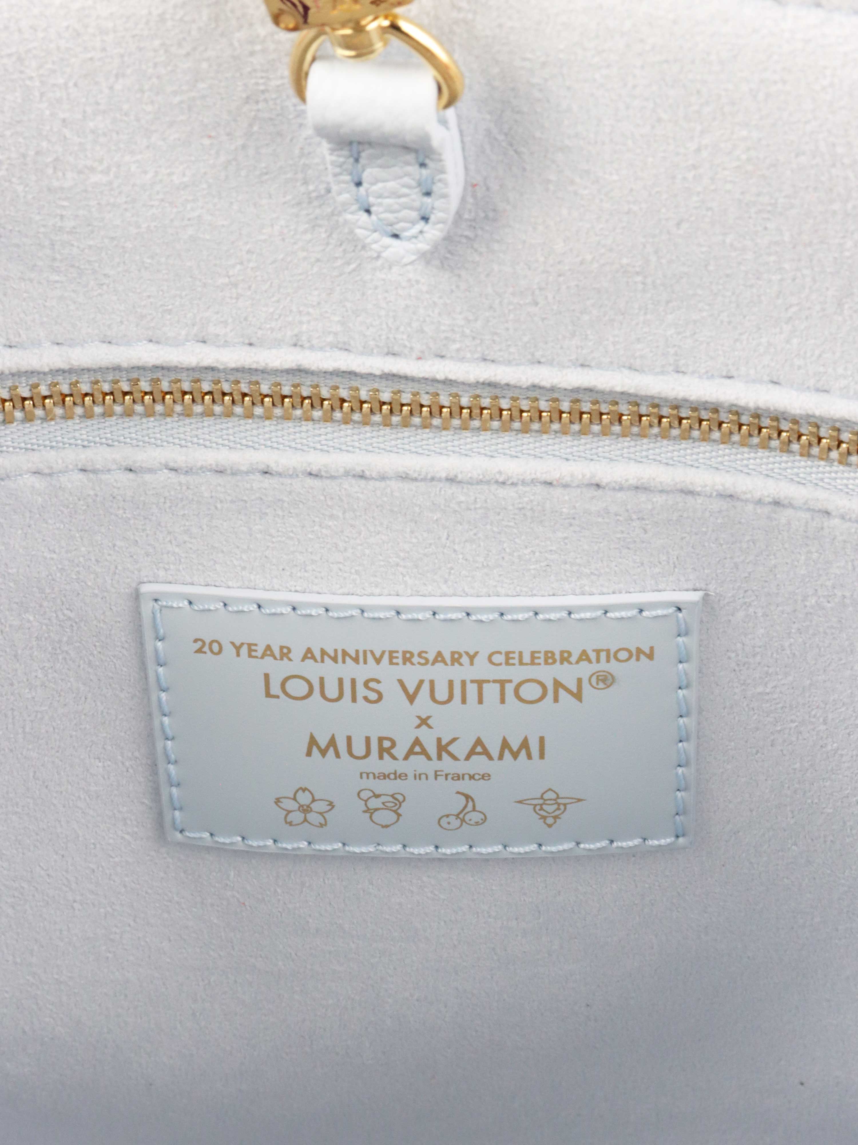Louis Vuitton x Takashi Murakami OnTheGo PM Washed Blue Monogram Empreinte Leather.