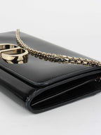 Dior Black Patent Leather 30 Montaigne Chain Clutch.
