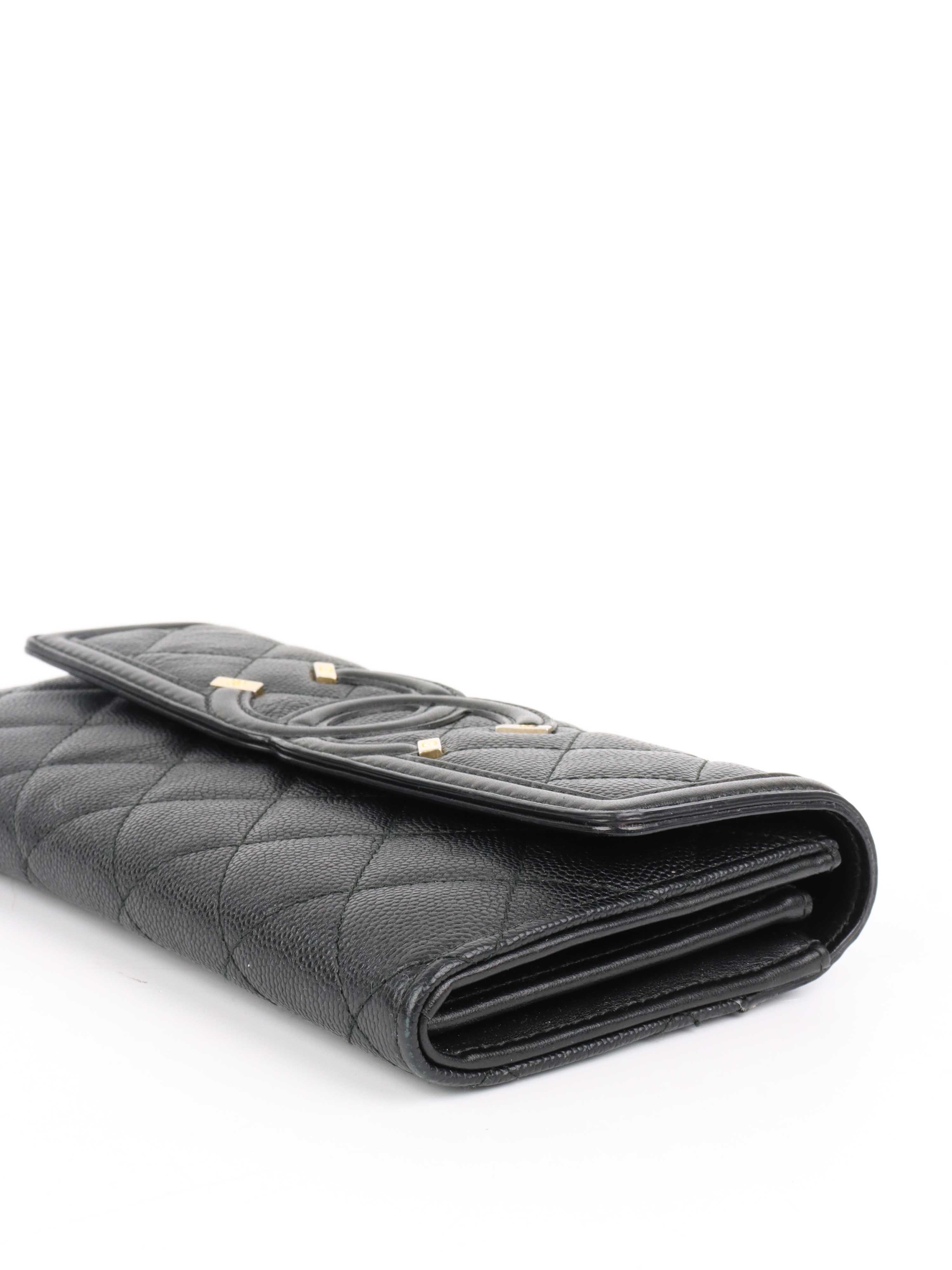 Chanel Black Caviar Long Wallet.