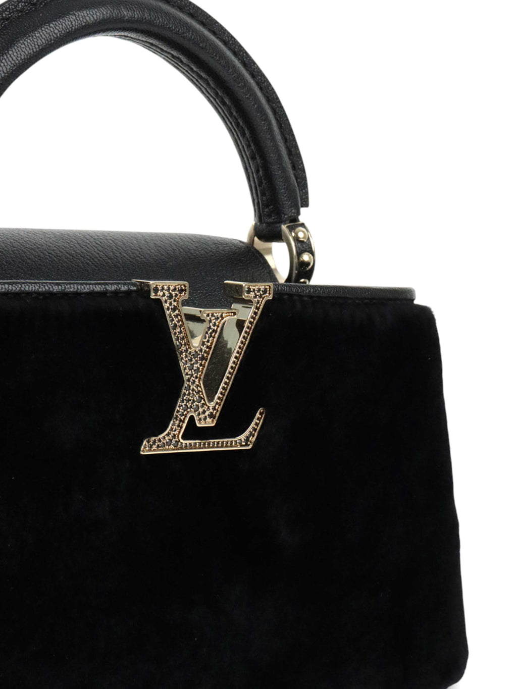 Louis Vuitton Black Sherling Mini East West Capucines