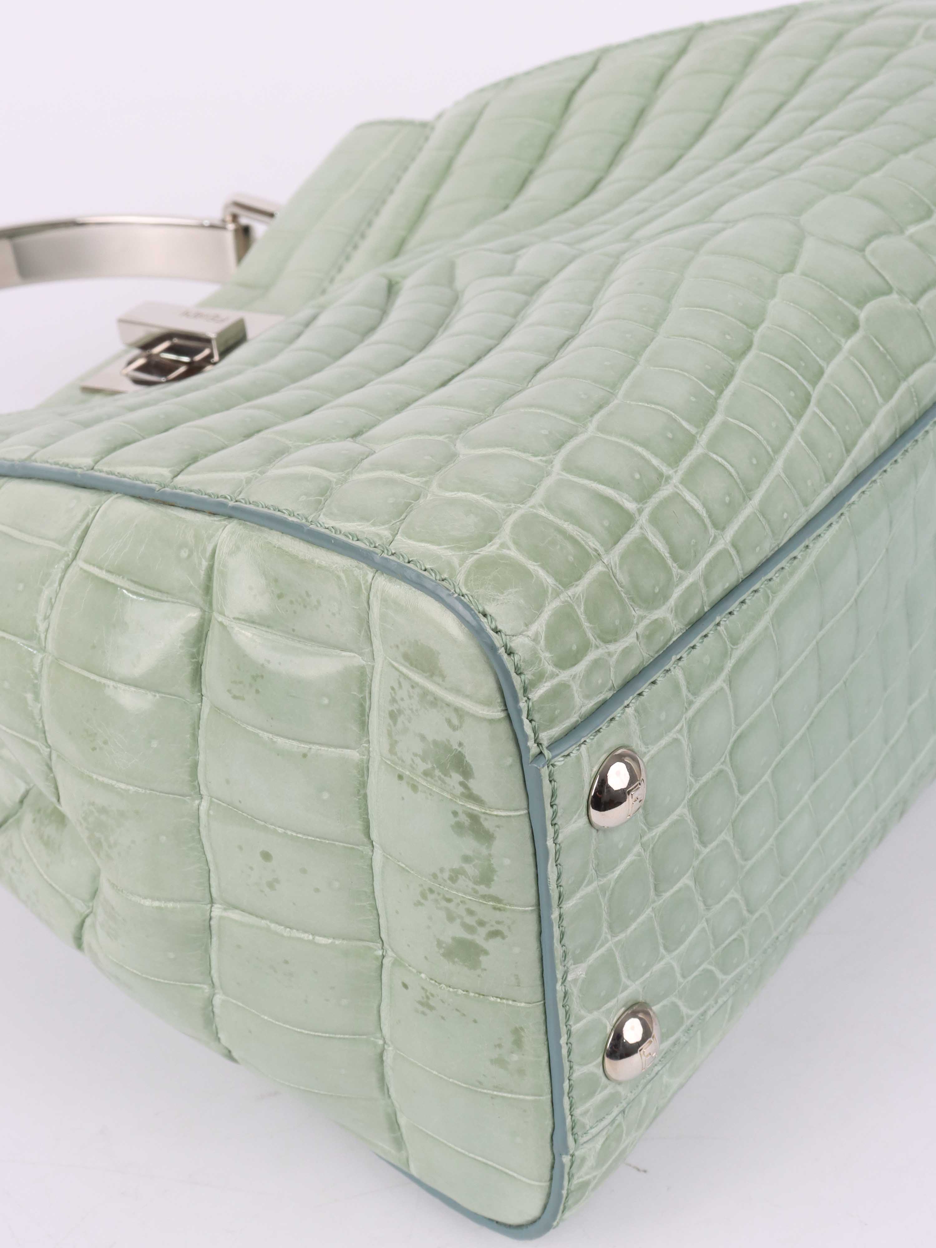 Fendi Peekaboo Crocodile Mini Mint Green