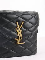 Saint Laurent  Black Quilted Lambskin June Box Shoulder Bag.