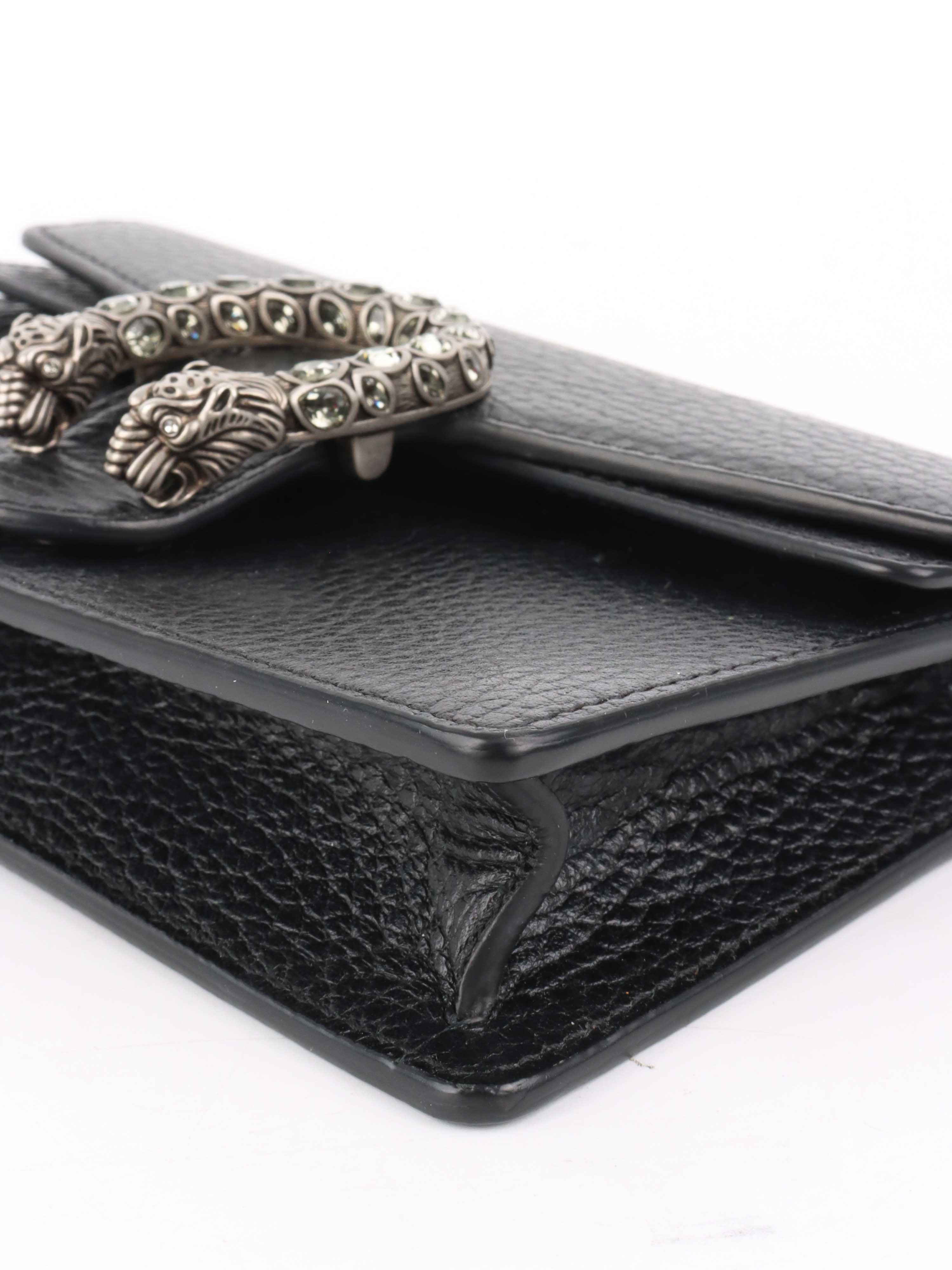 Gucci Black Super Mini Dionysus Bag.