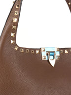 Valentino Brown Rockstud Hobo Bag