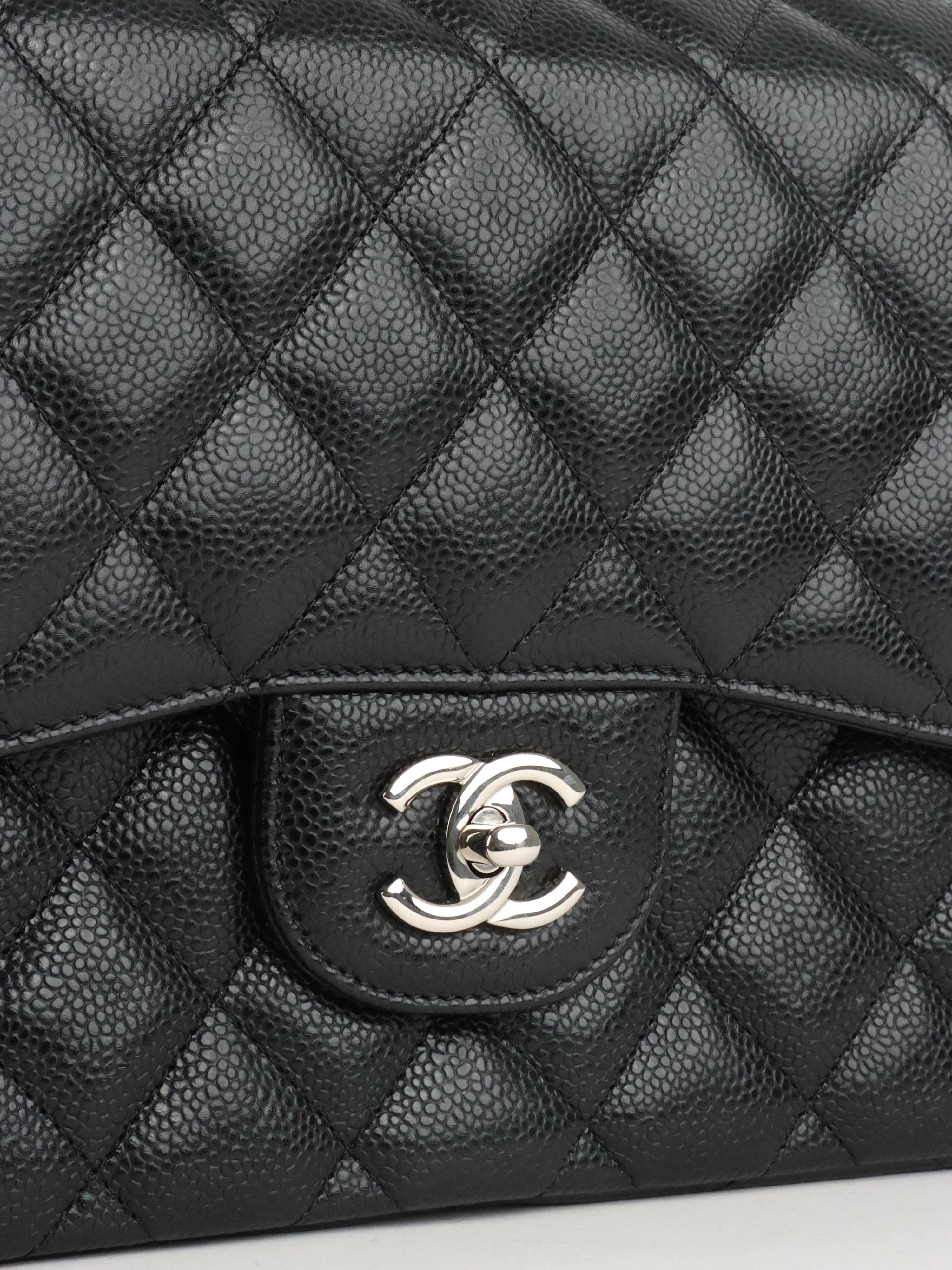 Chanel Black Caviar Jumbo Classic Flap SHW