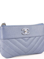 Chanel 19P Iridescent Blue Chevron Pouch
