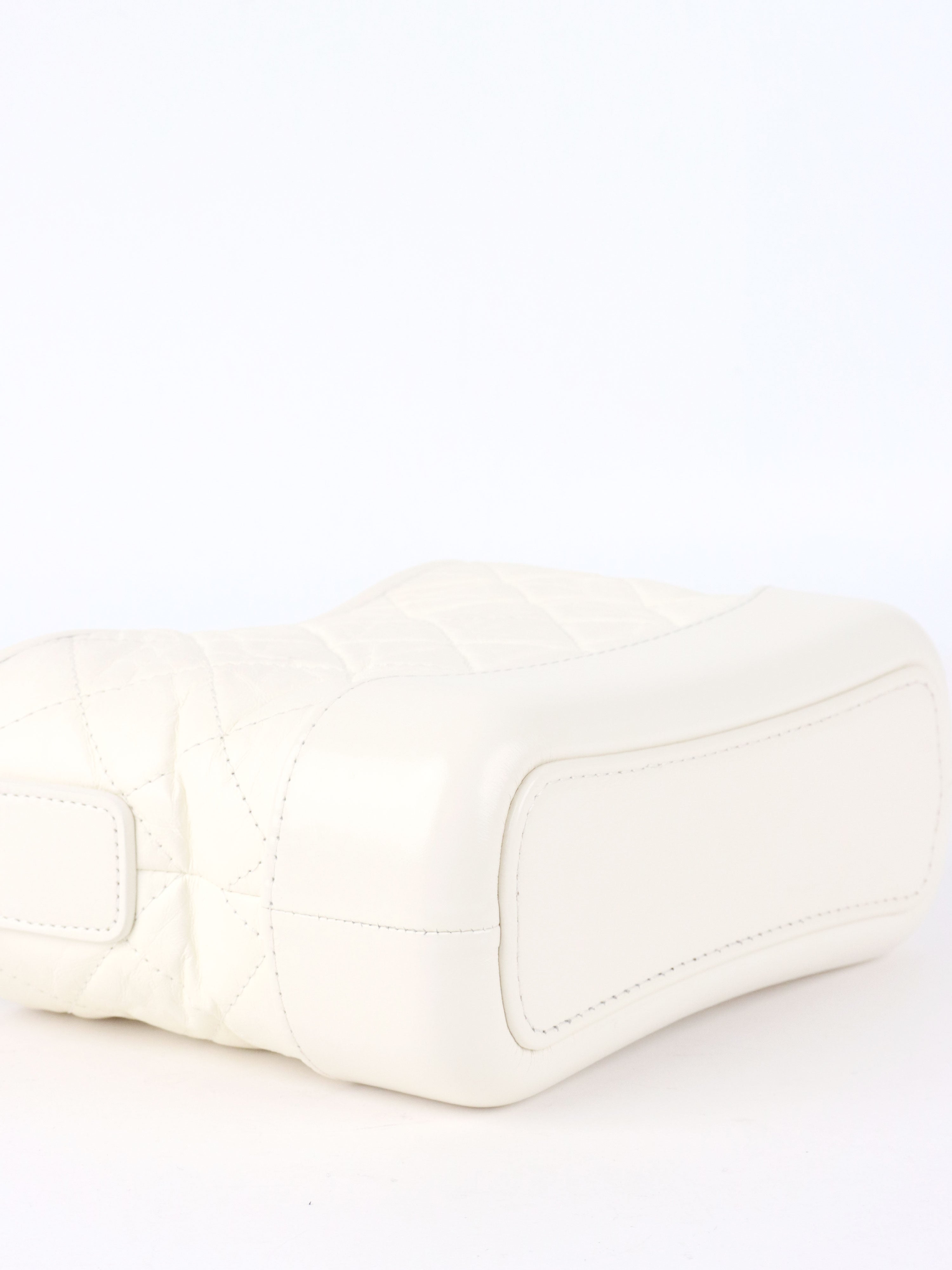 Chanel Small All White Aged Calfskin Gabrielle Bag