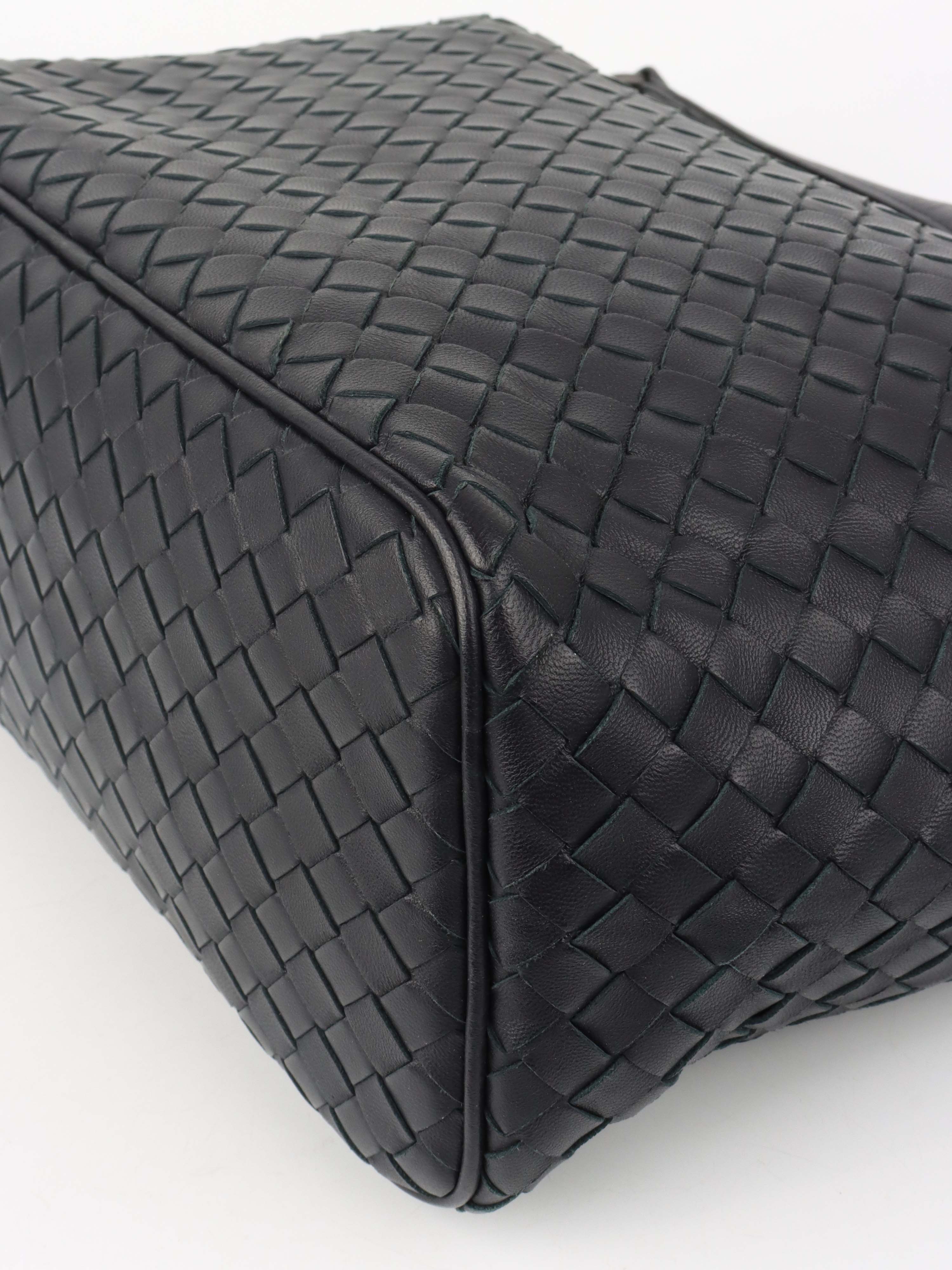 Bottega Veneta Black Intrecciato Woven Small Shoulder Bag.