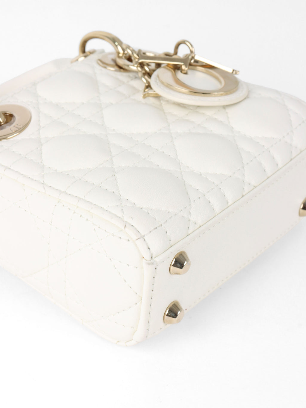 Dior White Micro Lady Dior Bag.