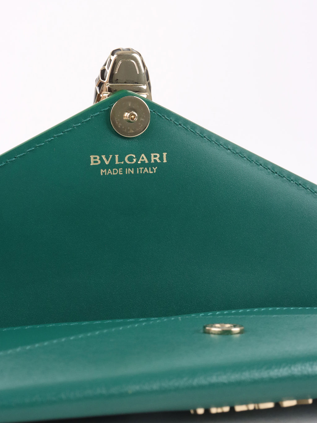 Bvlgari Emerald Green Serpenti Forever Flap Wristlet Wallet