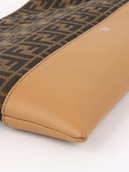 Fendi Brown Logo Fabric Shoulder Bag.
