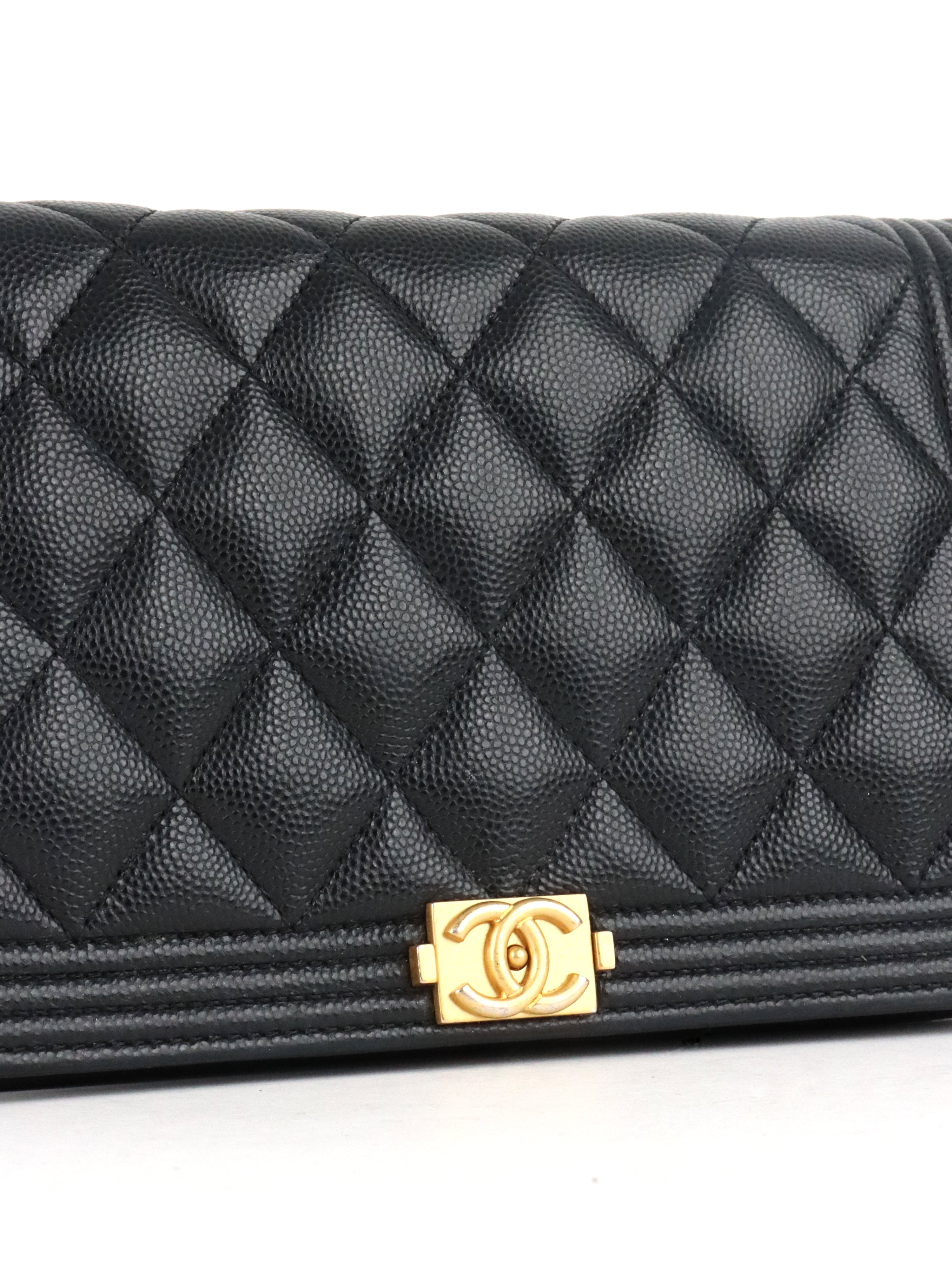 Chanel Black Caviar Boy Wallet On Chain GHW