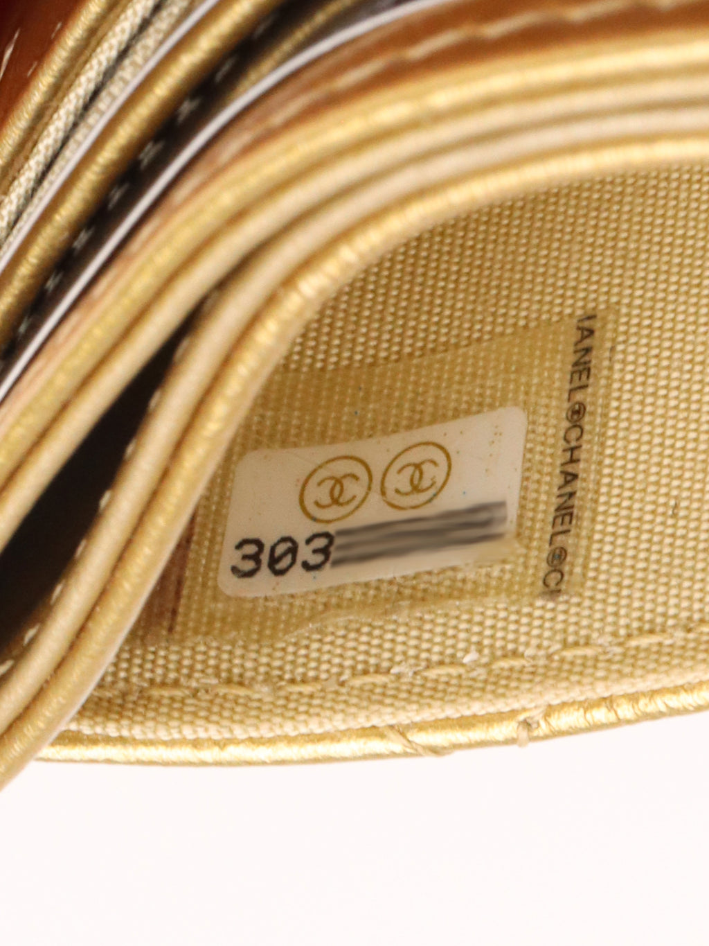 Chanel Gold Metallic with Pearl CC logo Card holder.