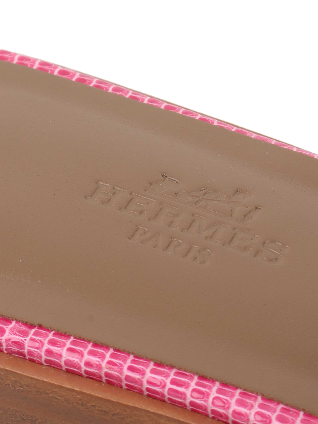 Hermes Sandales Oran Lizard Pink.