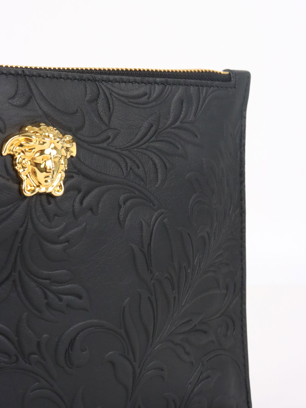 Versace Black Medusa Floral Clutch