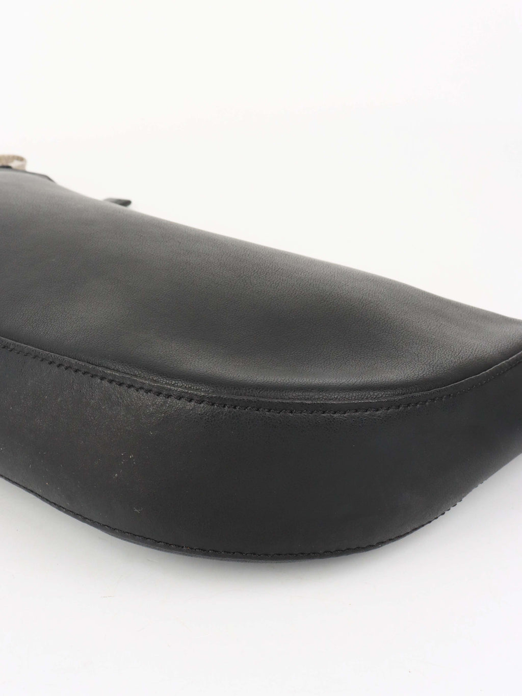 Versace Black Leather Shoulder Bag with Silver Chain.