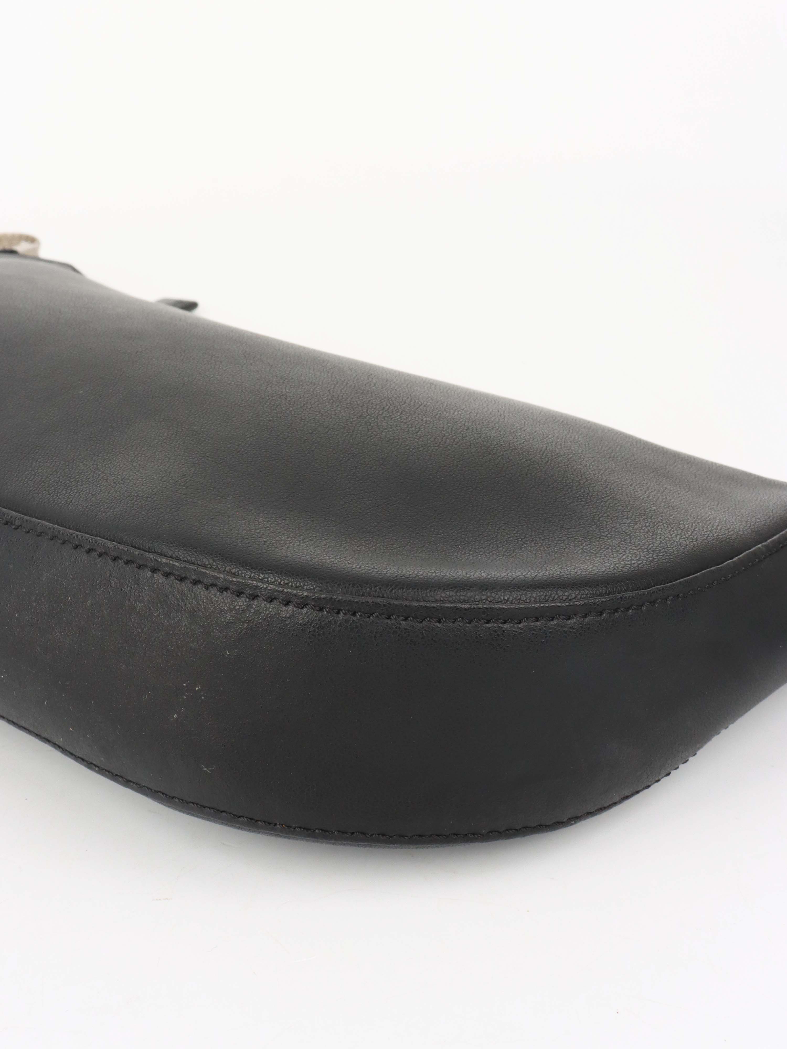 Versace Black Leather Shoulder Bag with Silver Chain