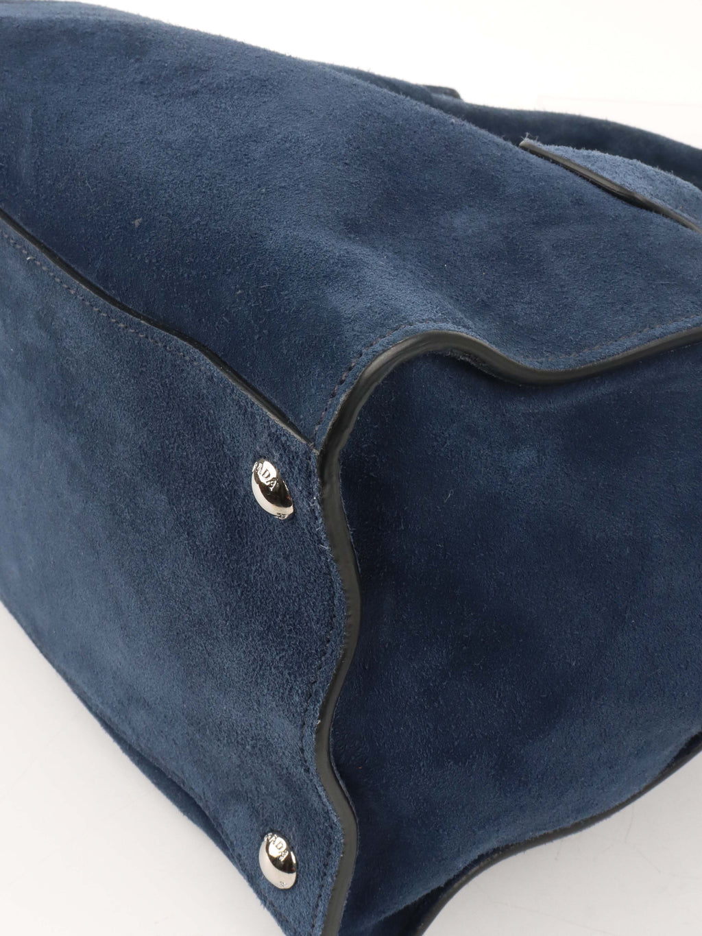 Prada Royal Blue Suede Double Zipped Shoulder Bag.