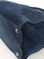 Prada Royal Blue Suede Double Zipped Shoulder Bag.