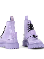 Versace Lavender Medusa Patent Leather Boots 40