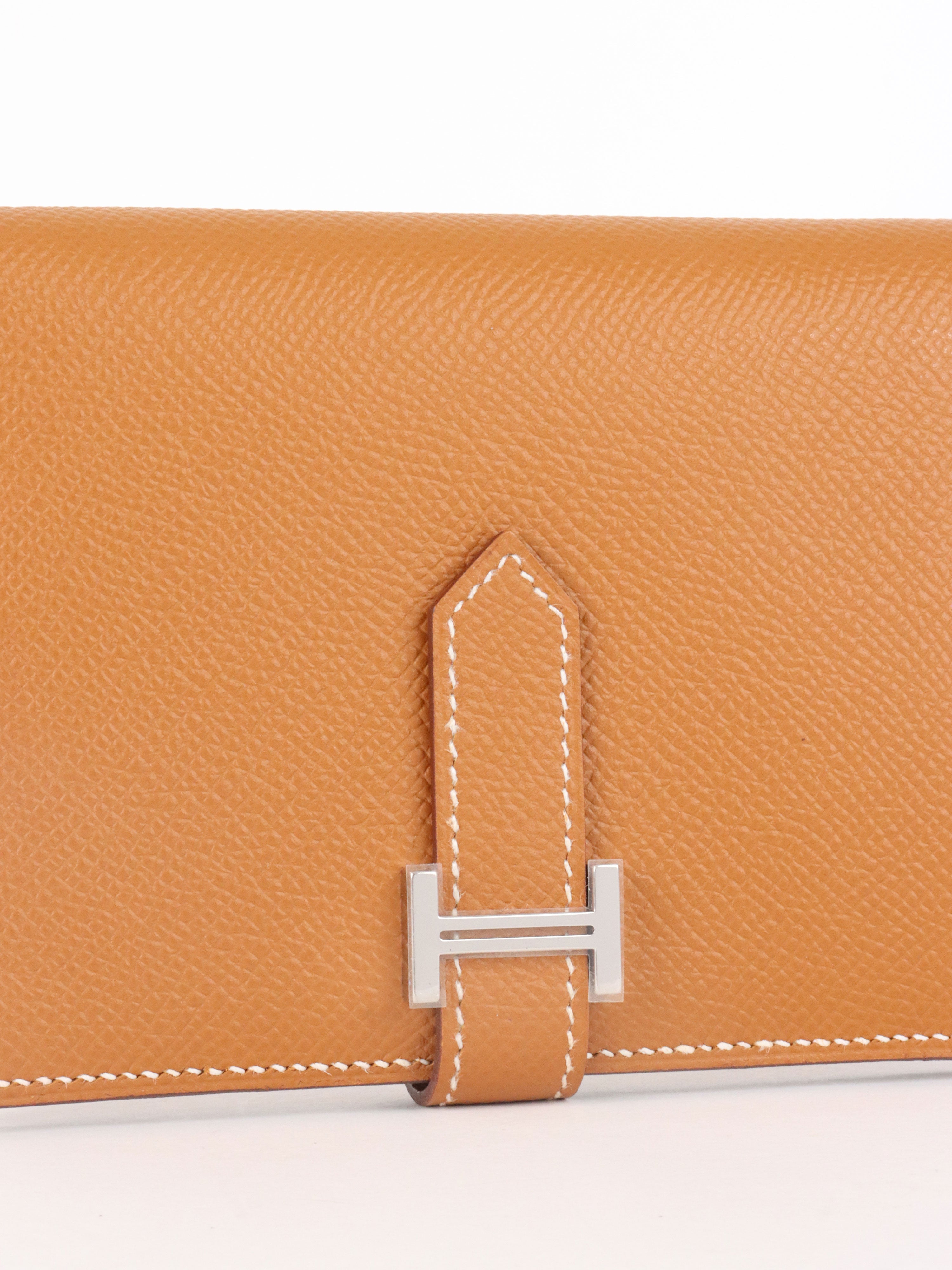 Hermes Gold Epsom Bearn Compact Wallet PHW.