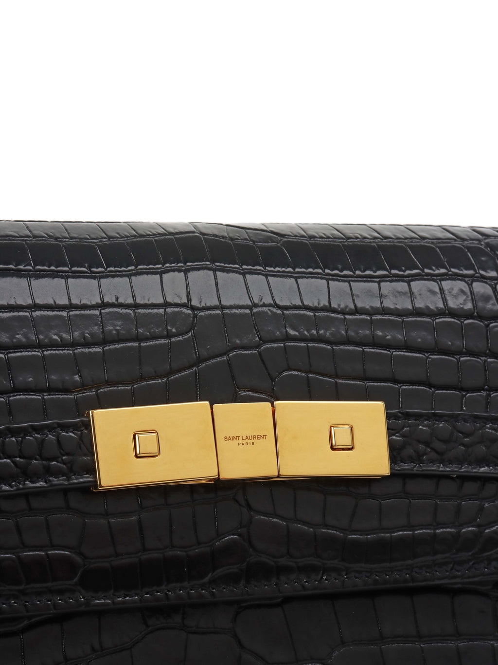 Saint Laurent Medium Manhattan Shiny Crocodile Shoulder Bag.