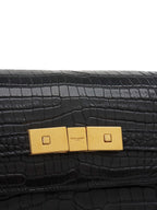 Saint Laurent Medium Manhattan Shiny Crocodile Shoulder Bag.