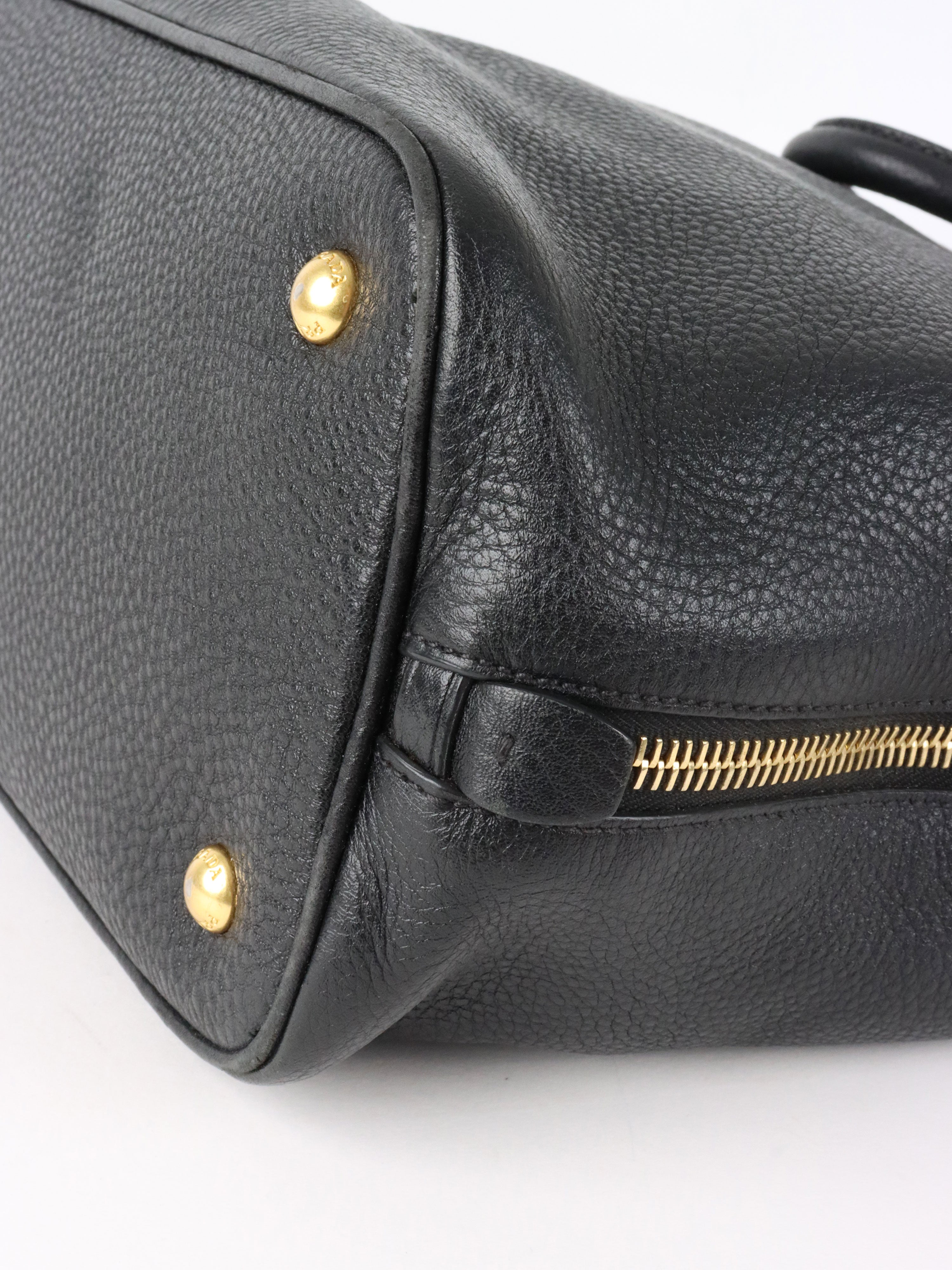 Prada Black Vitello Daino Leather Tote Bag.