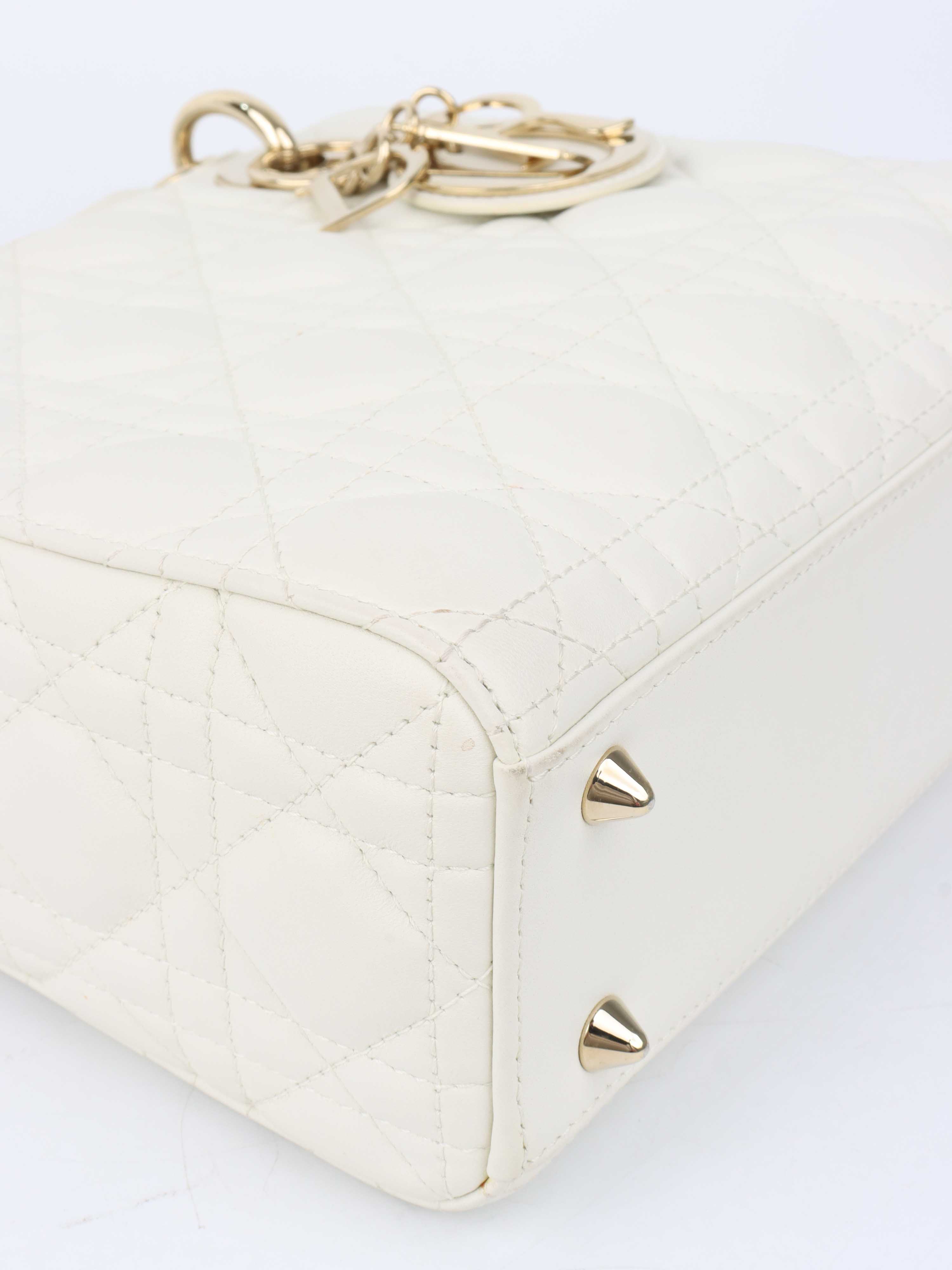Dior White Small Lady Dior Bag GHW.