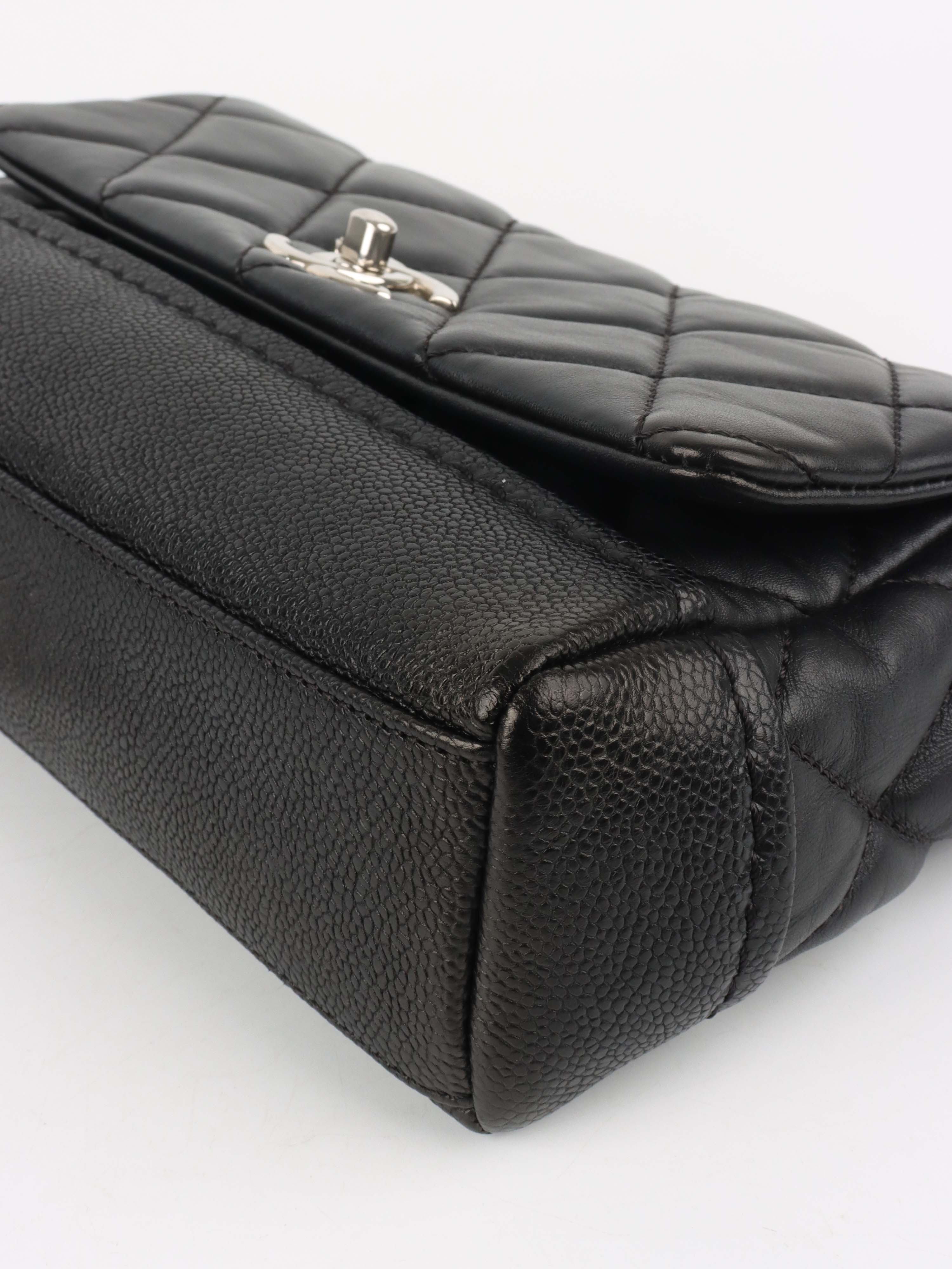 Chanel Black Quilted Lambskin & Caviar CC Flap Bag SHW.