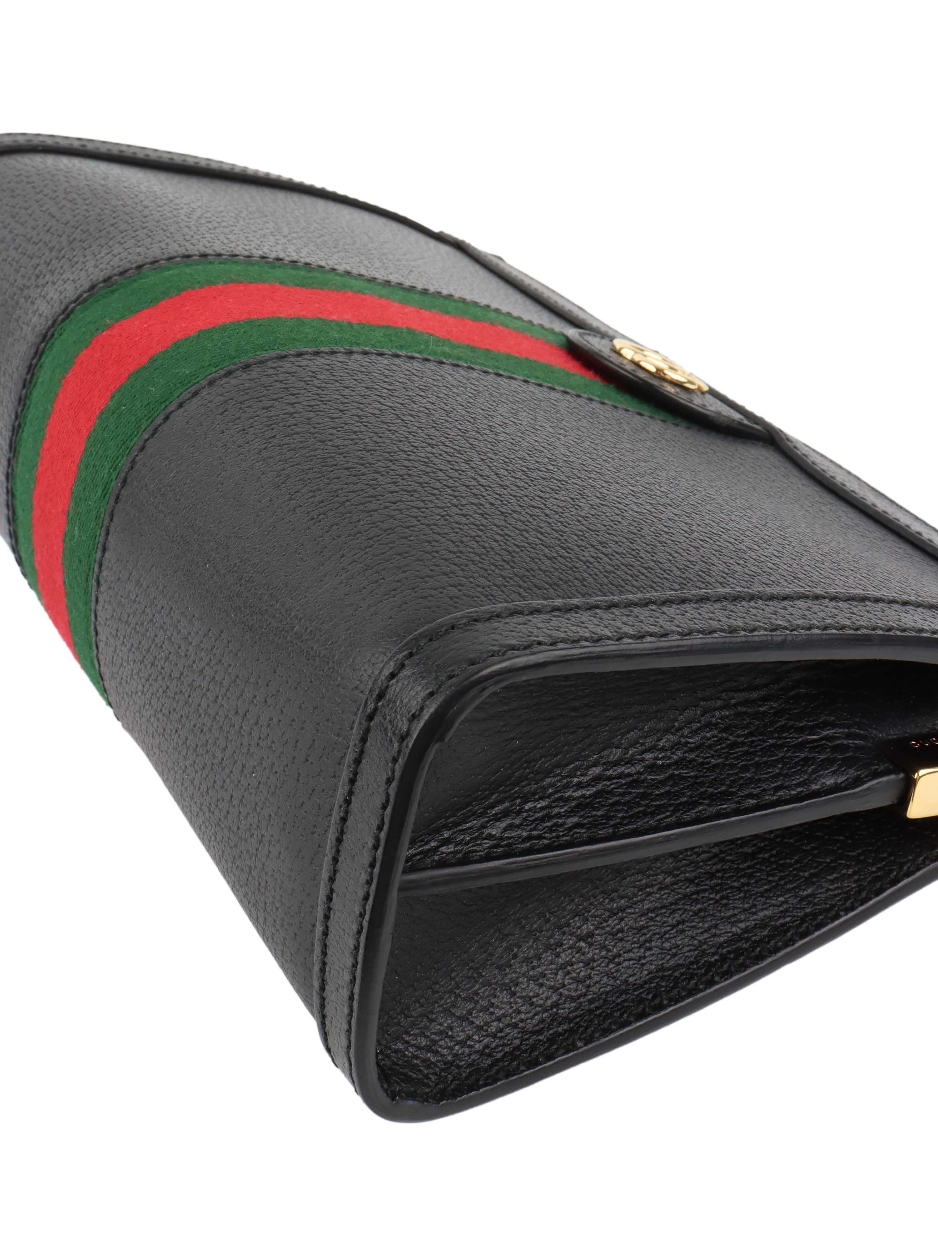 Gucci Black Leather Ophidia Shoulder Bag.