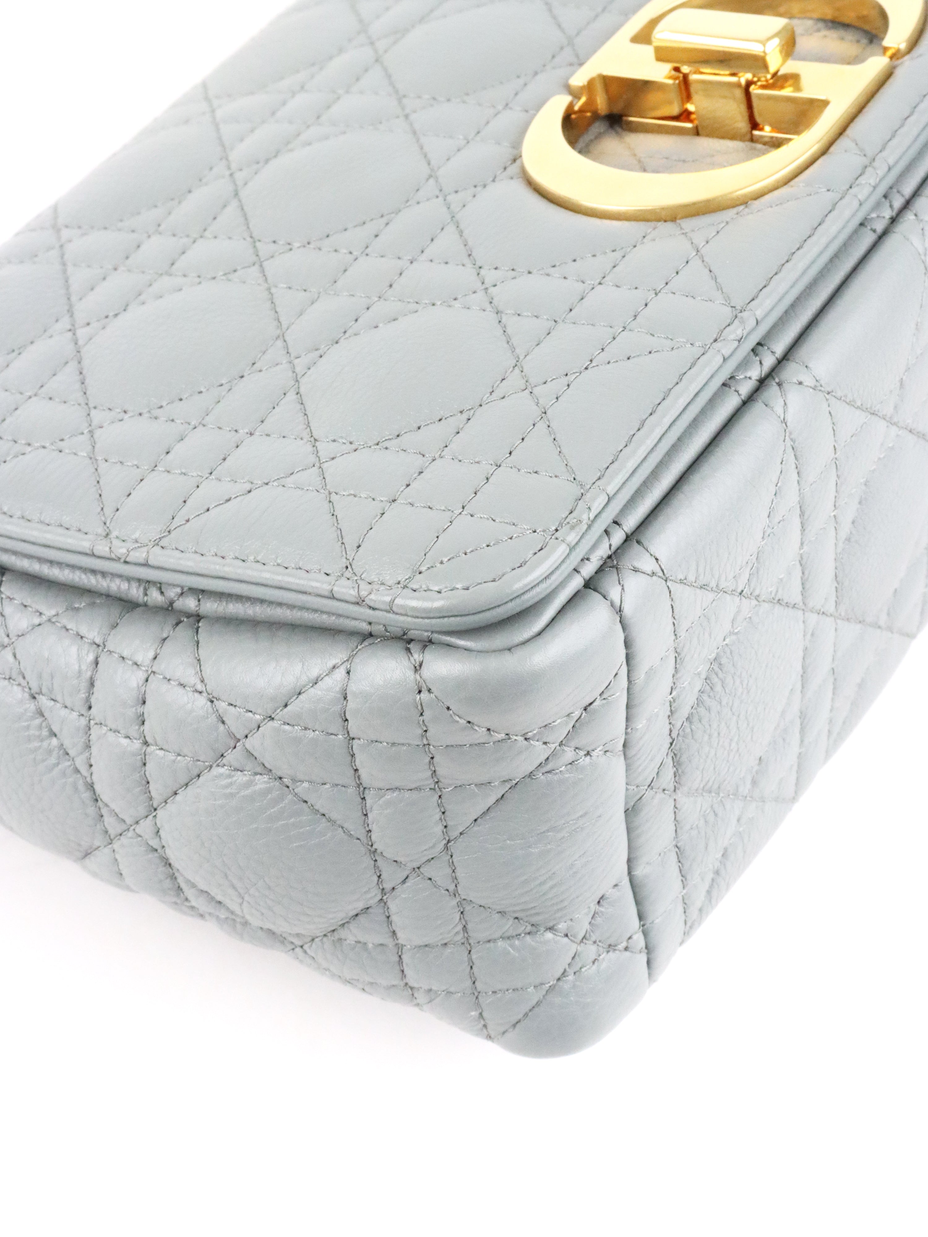Dior Medium Stone Grey Cannage Caro Bag