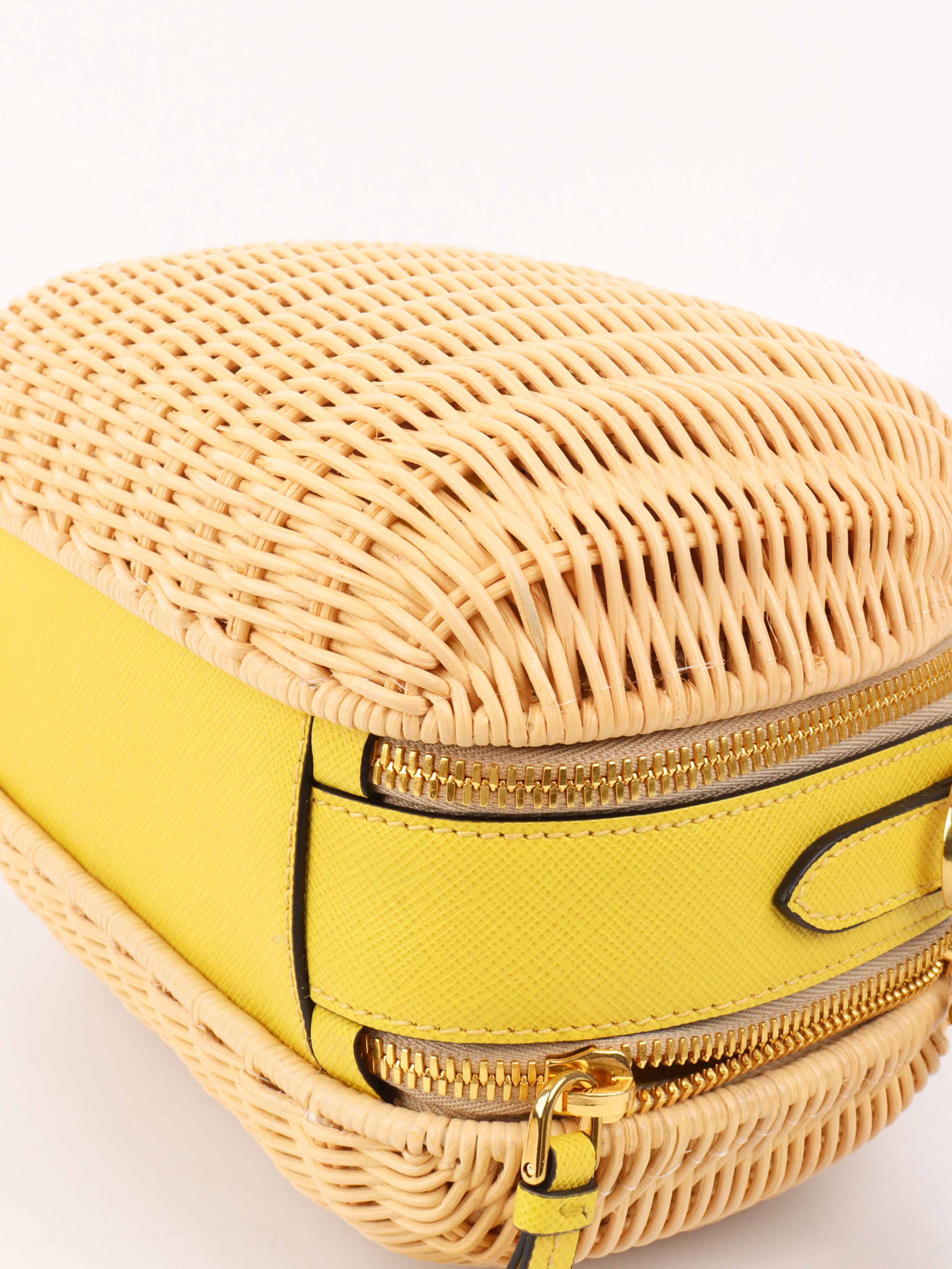 Prada Odette Yellow Wicker Bag.