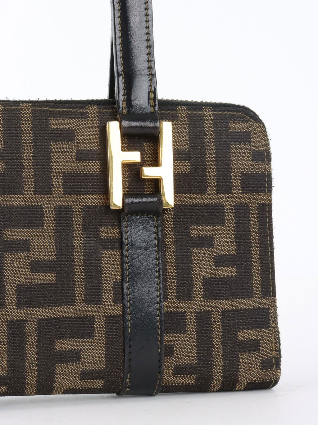 Fendi Vintage Zucca Canvas Top Handle Wallet Bag