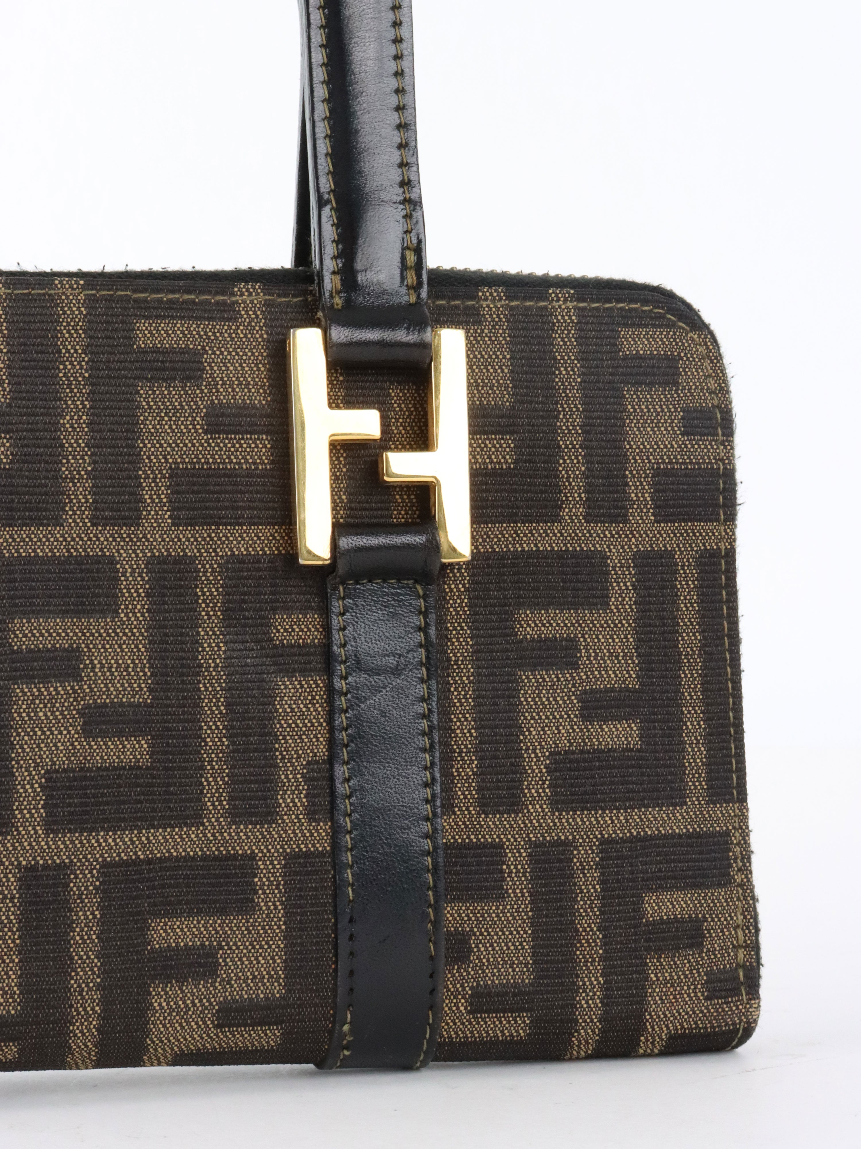 Fendi Vintage Zucca Canvas Top Handle Wallet Bag