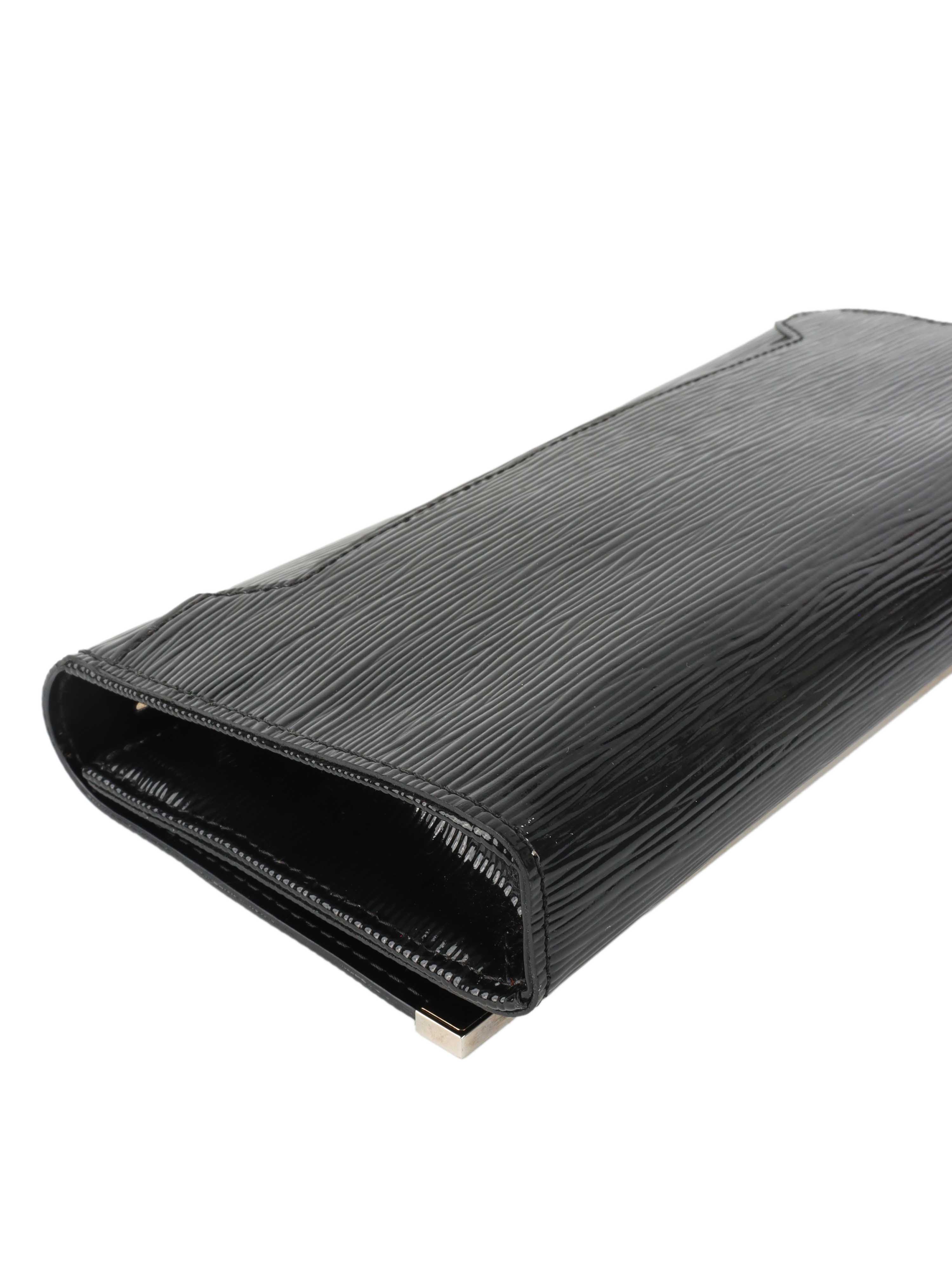 Louis Vuitton Black Patent Epi Clutch with Shoulder Strap.