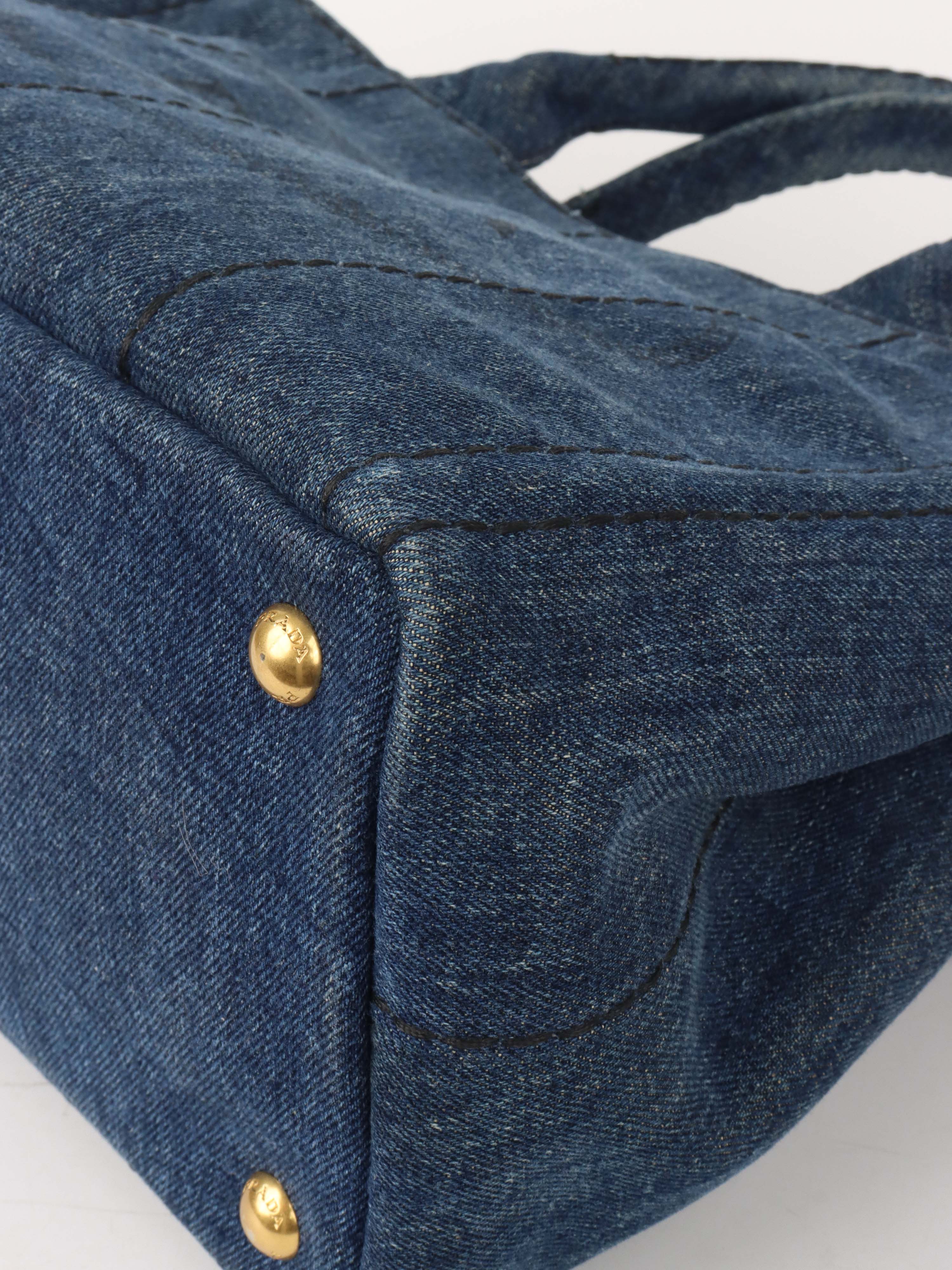 Prada Small Canapa Denim Tote.