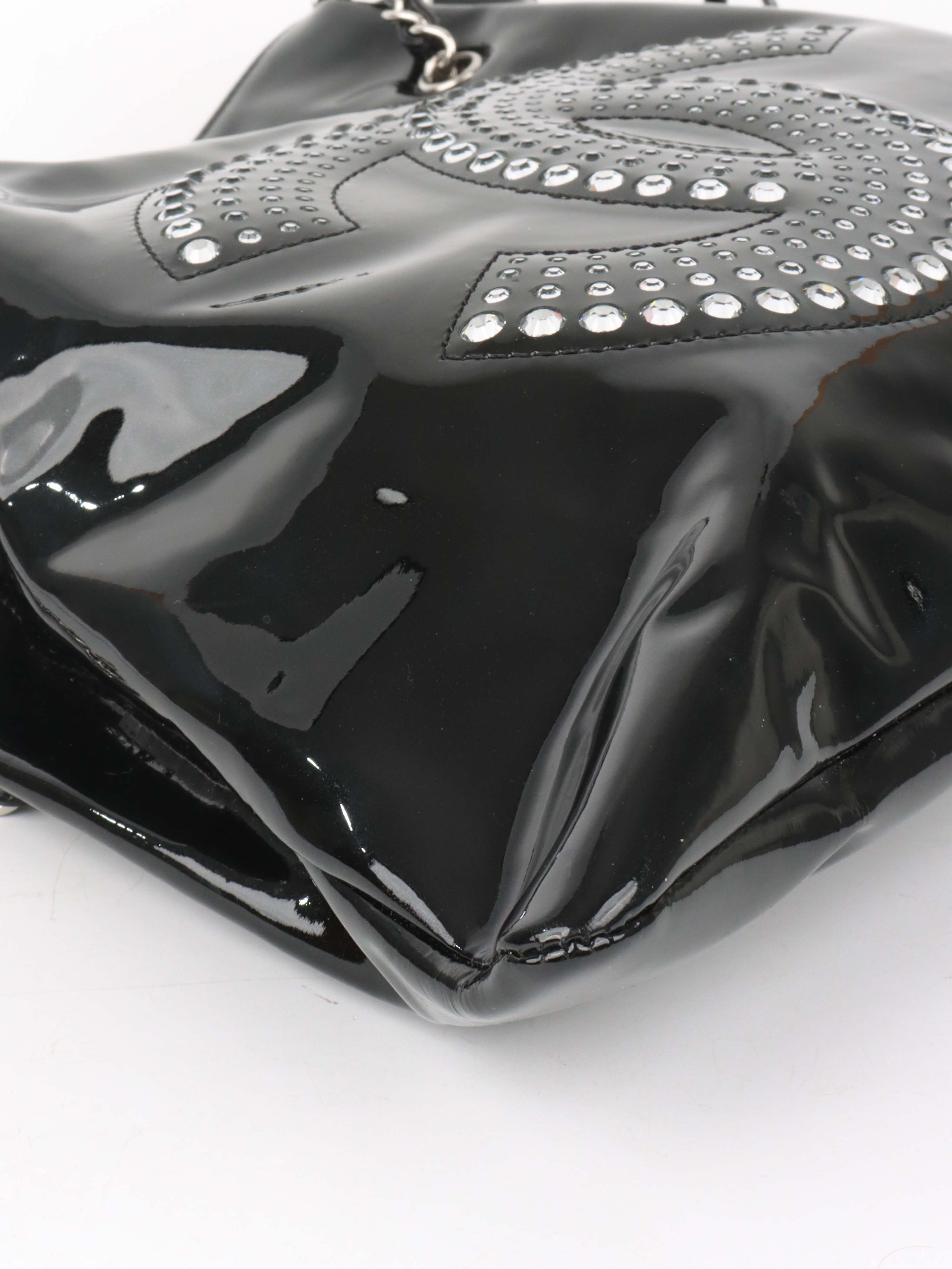 Chanel Black Strass CC Bonbon Chain Tote with Enamel Coco Mark